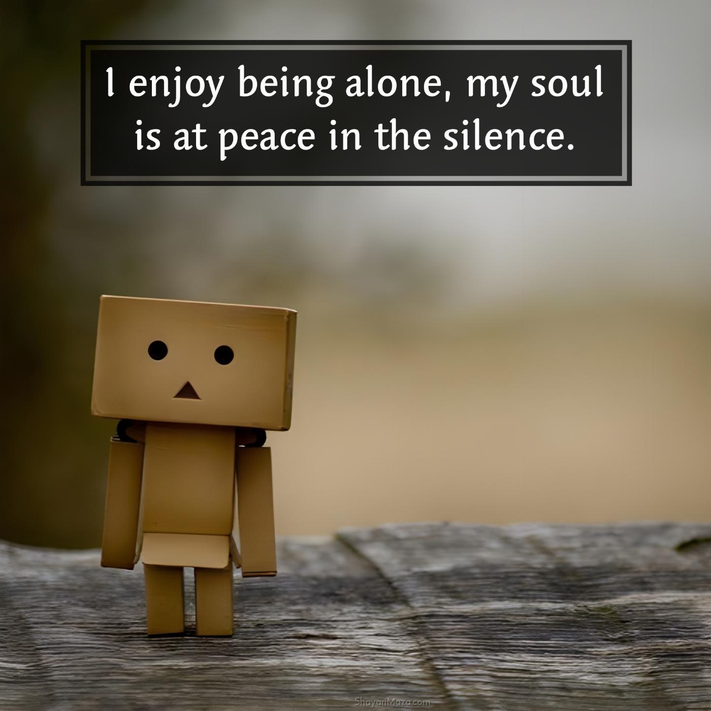 I enjoy being alone my soul is at peace in the silence