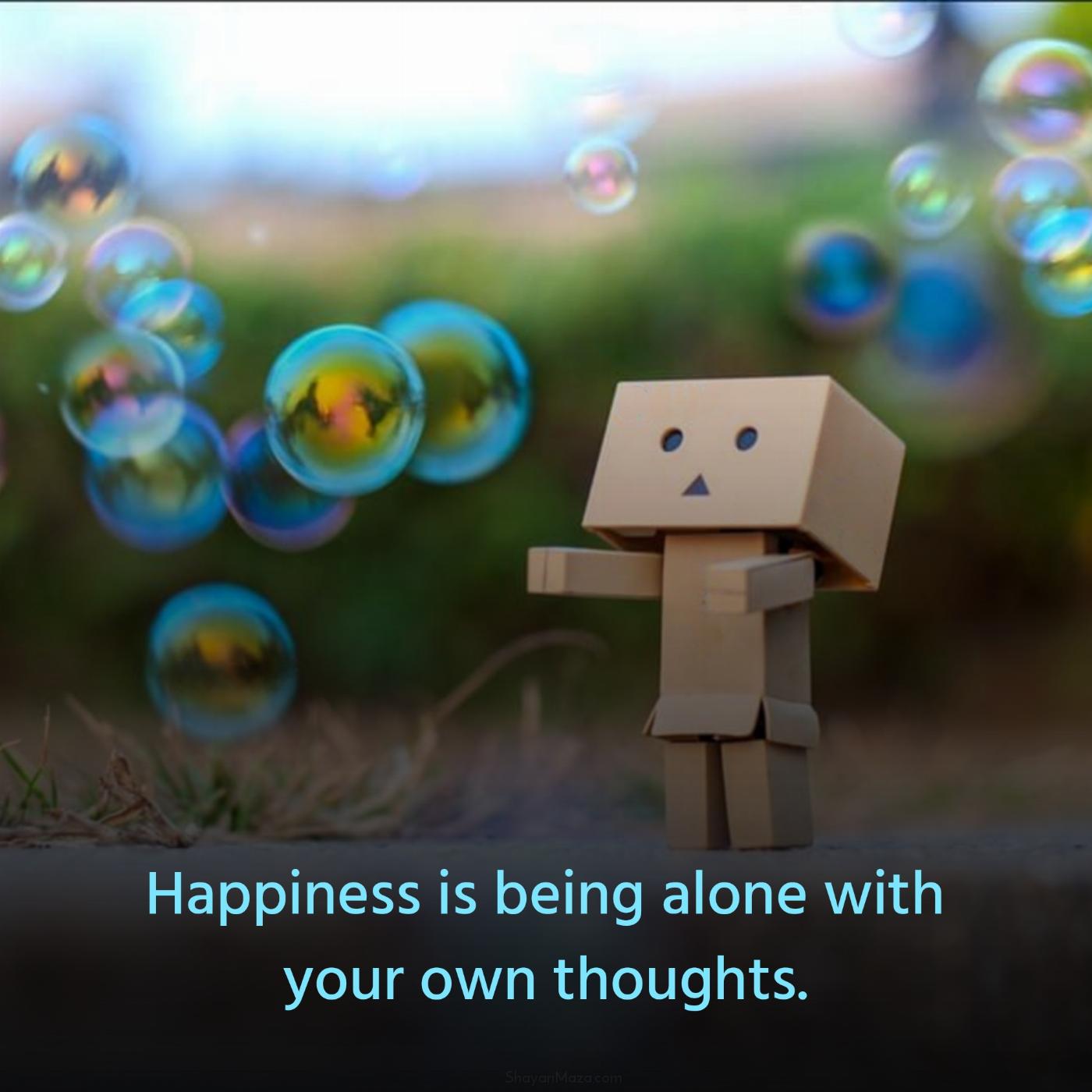 Happiness is being alone with your own thoughts