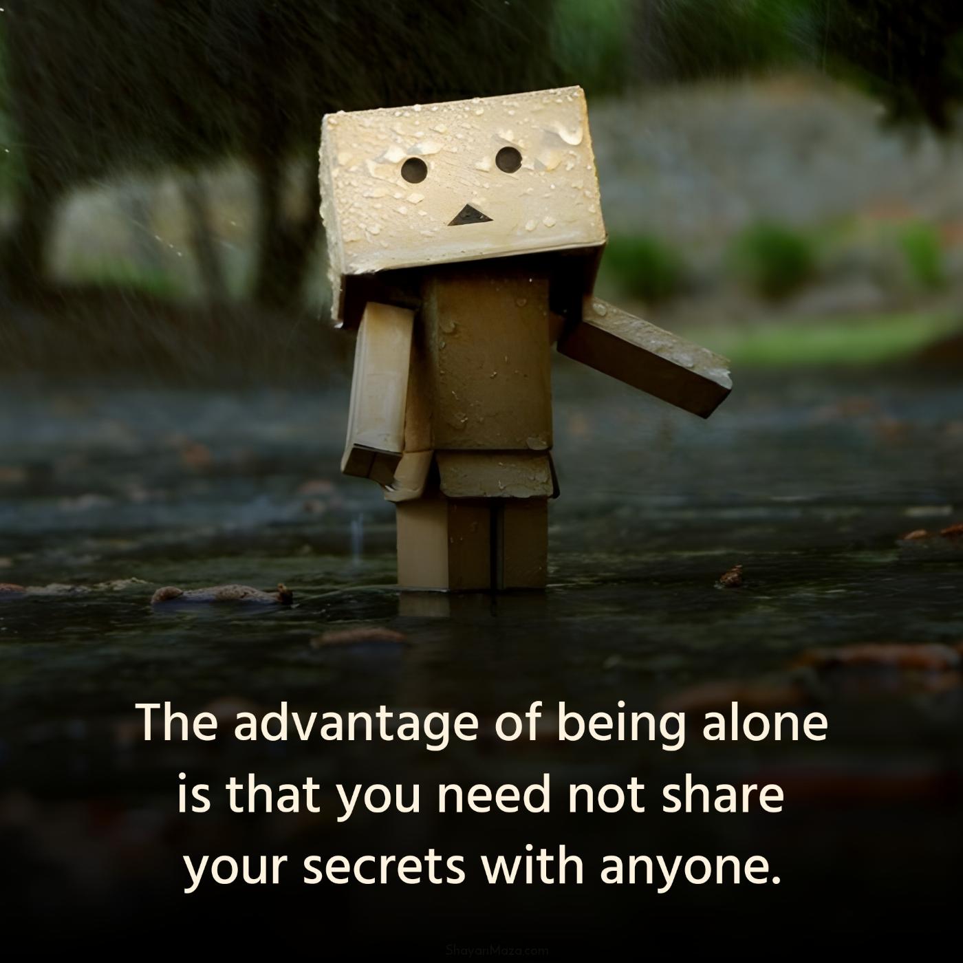 The advantage of being alone is that you need not share your secrets