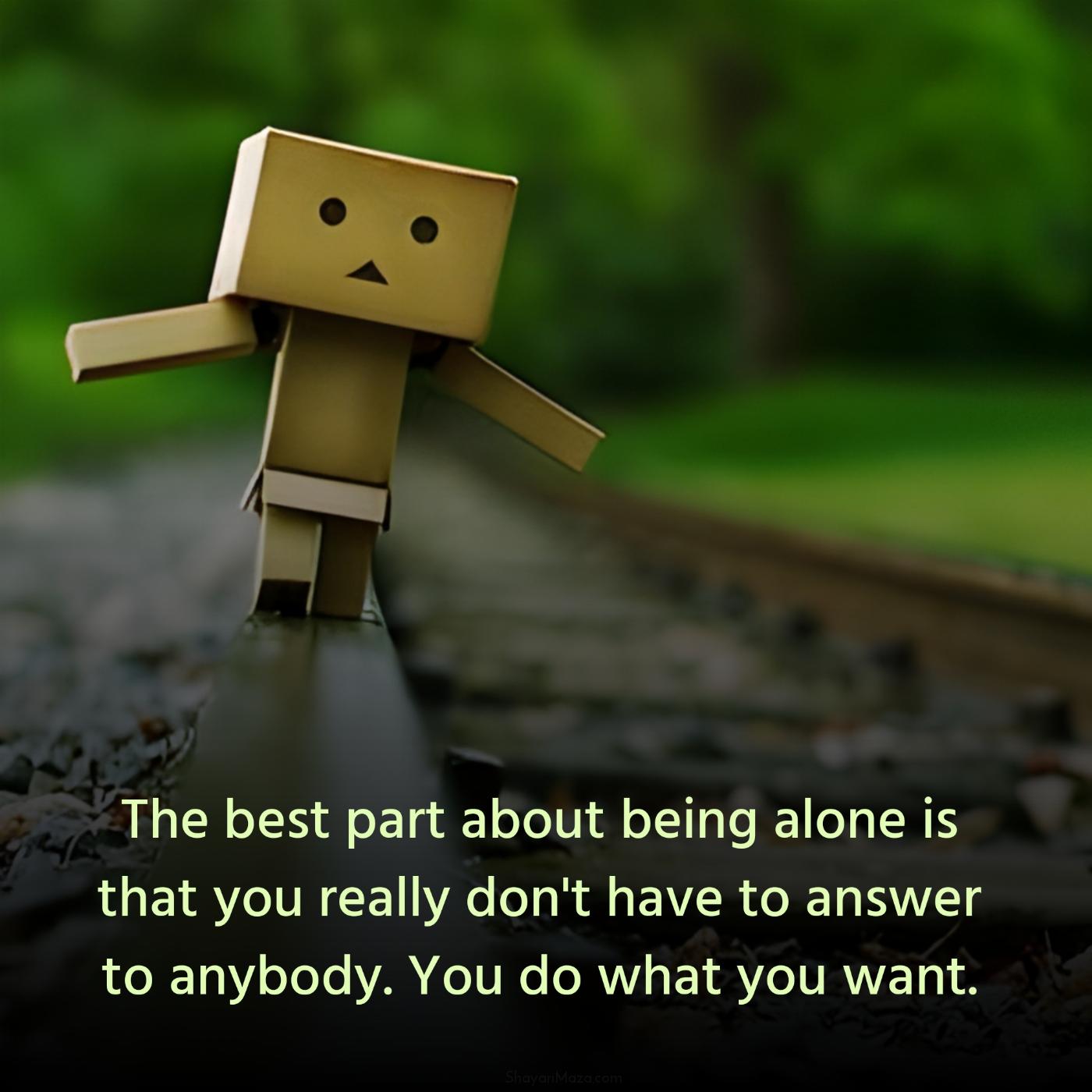 The best part about being alone is that you really don't have to answer