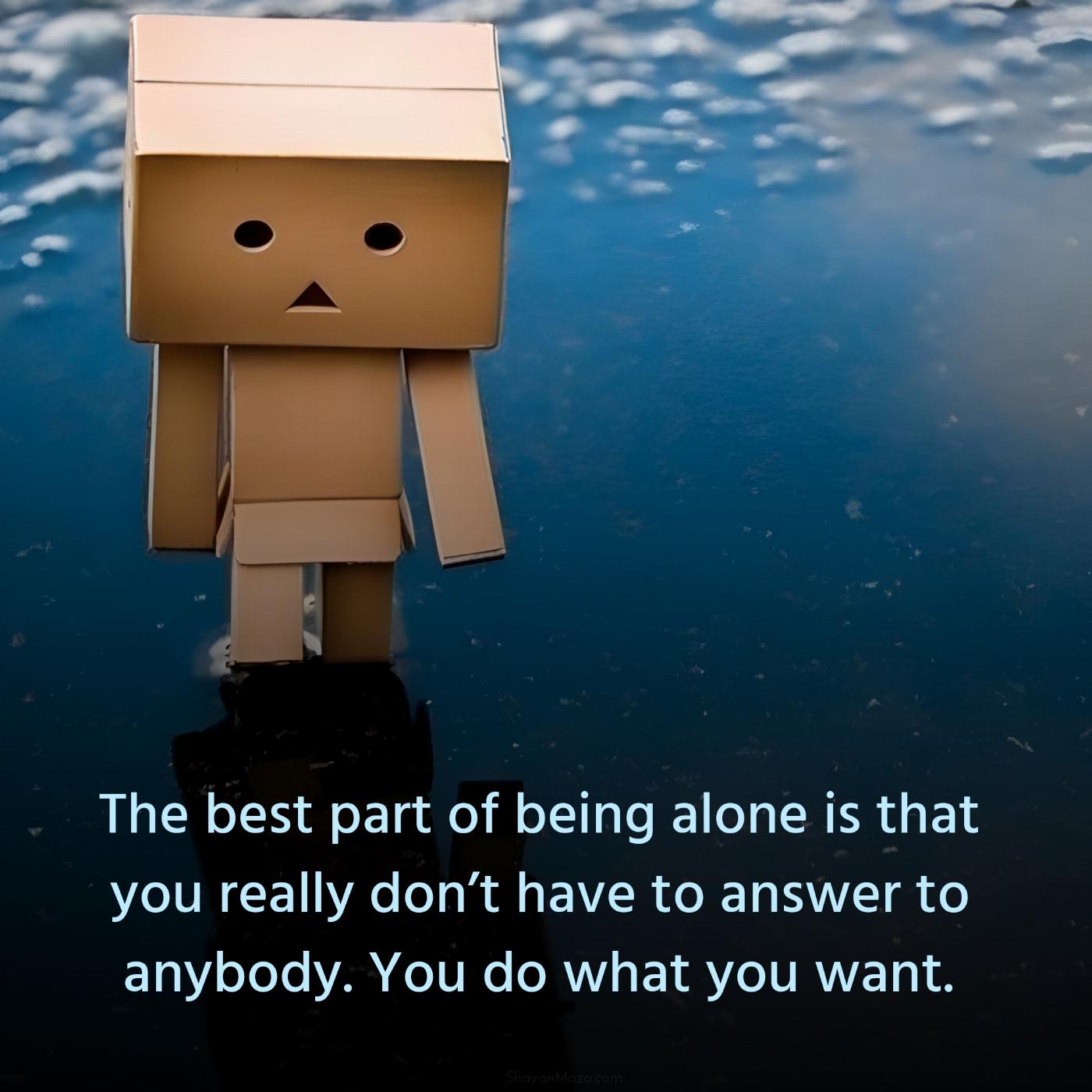 The best part of being alone is that you really dont have to answer