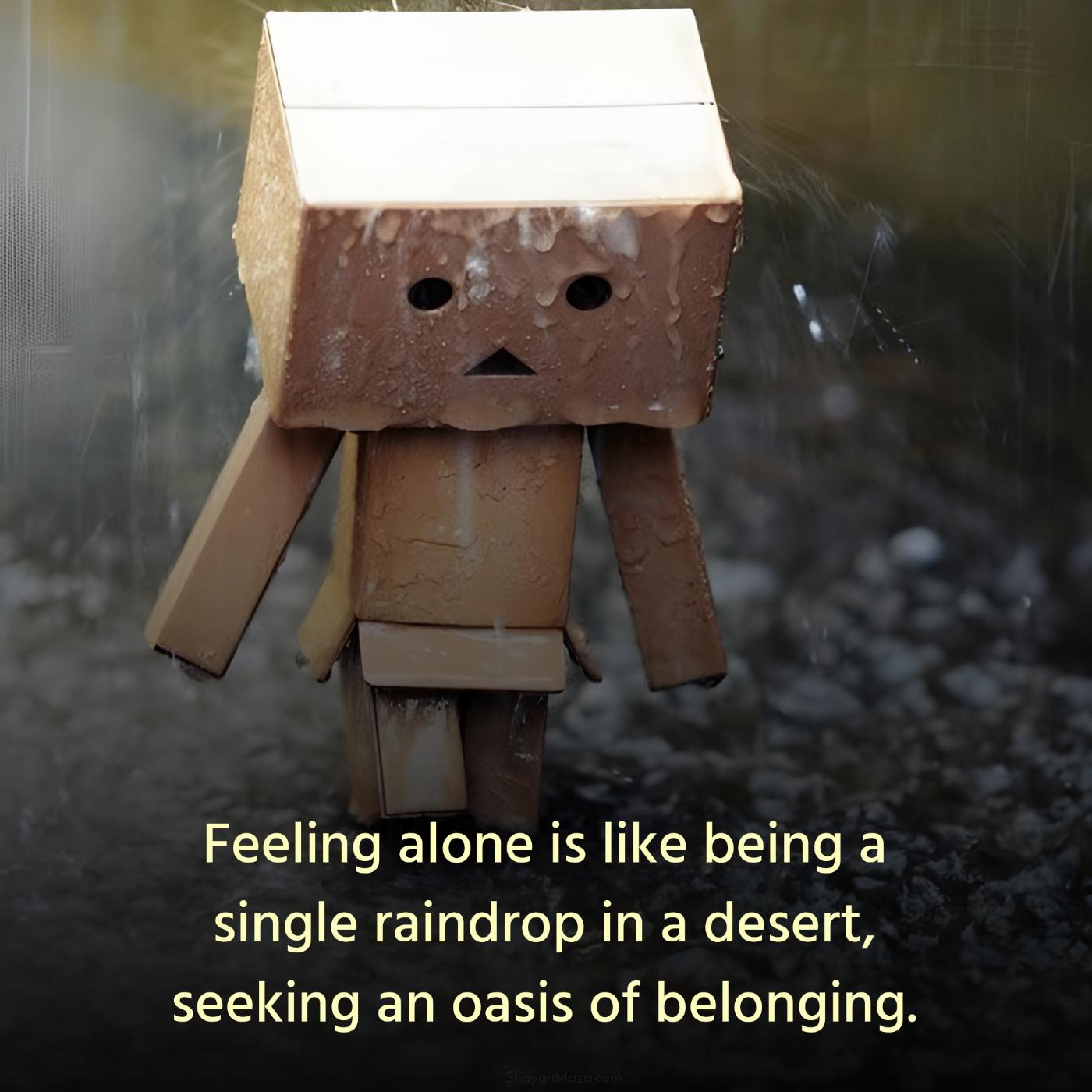 Feeling alone is like being a single raindrop in a desert