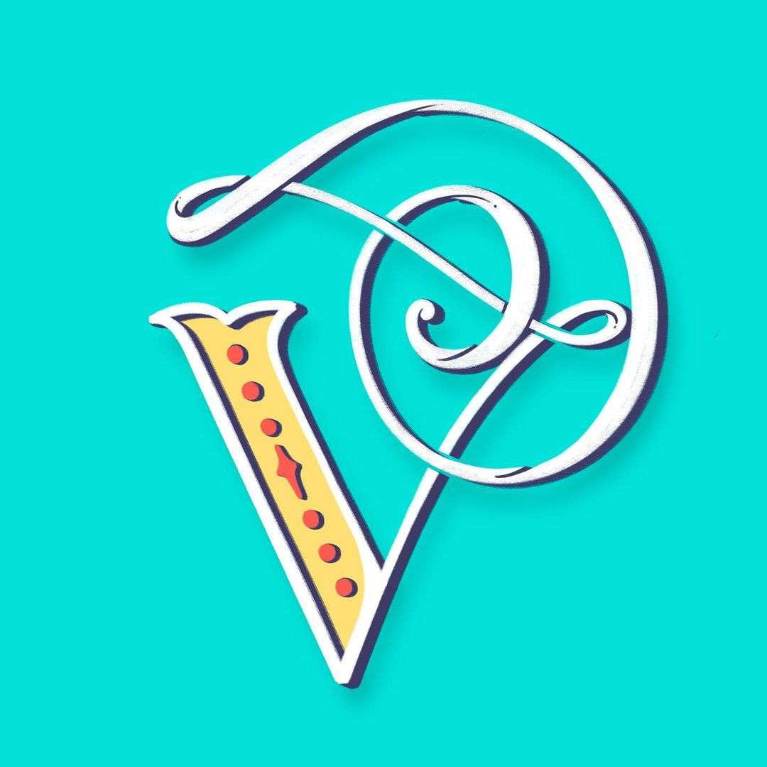 Letter v decorated in the style of mehndi Vector Image
