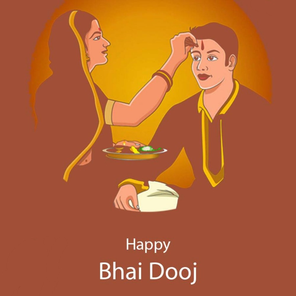 Happy bhai dooj decorative traditional indian festival card posters for the  wall • posters yellow, wishes, wallpaper | myloview.com
