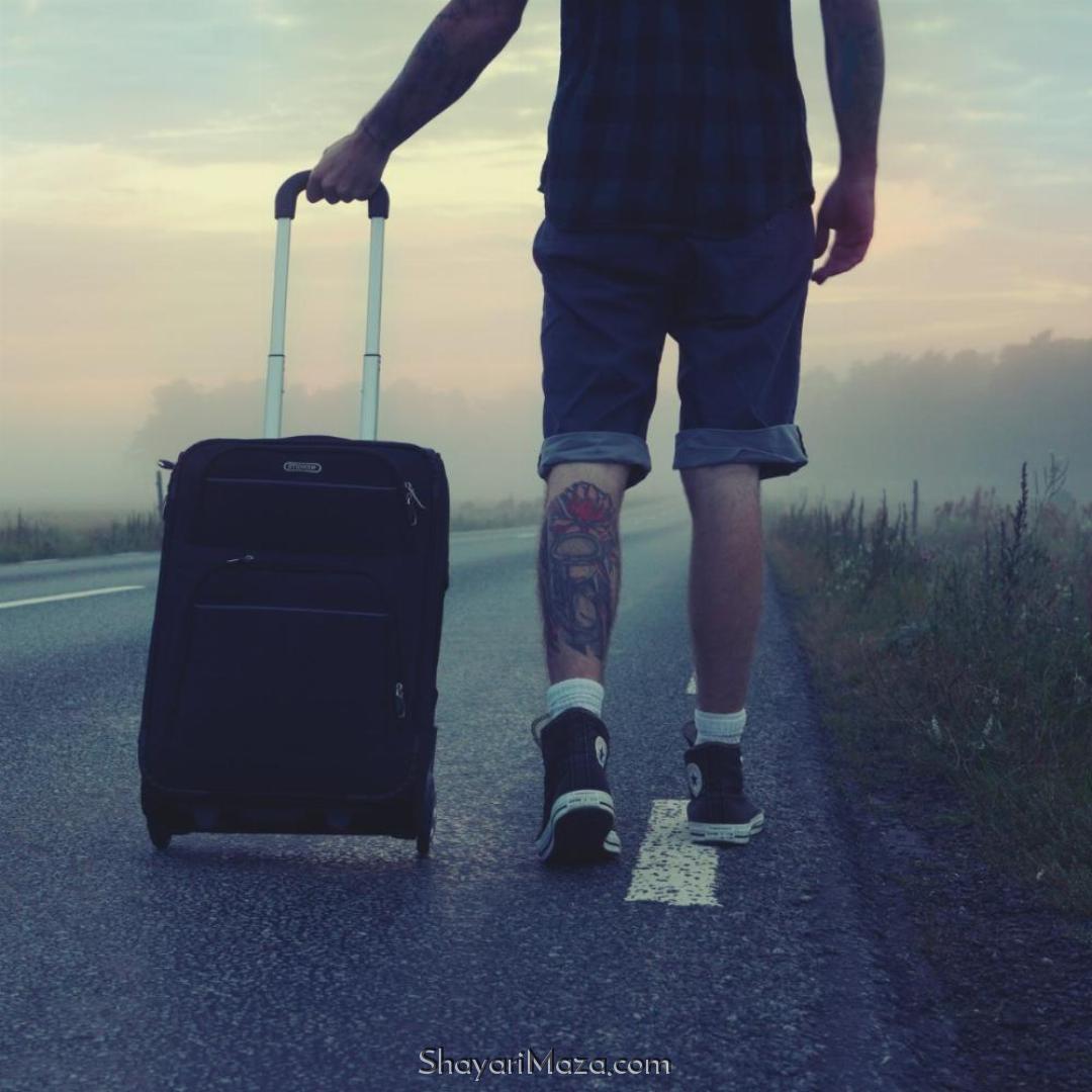 Alone Boy With Trolley Bag DP Image