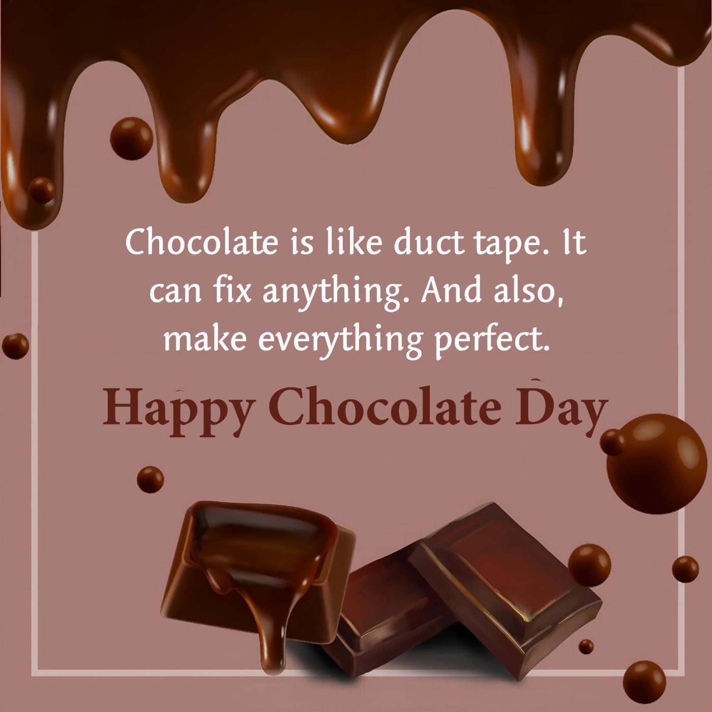 Chocolate is like duct tape It can fix anything
