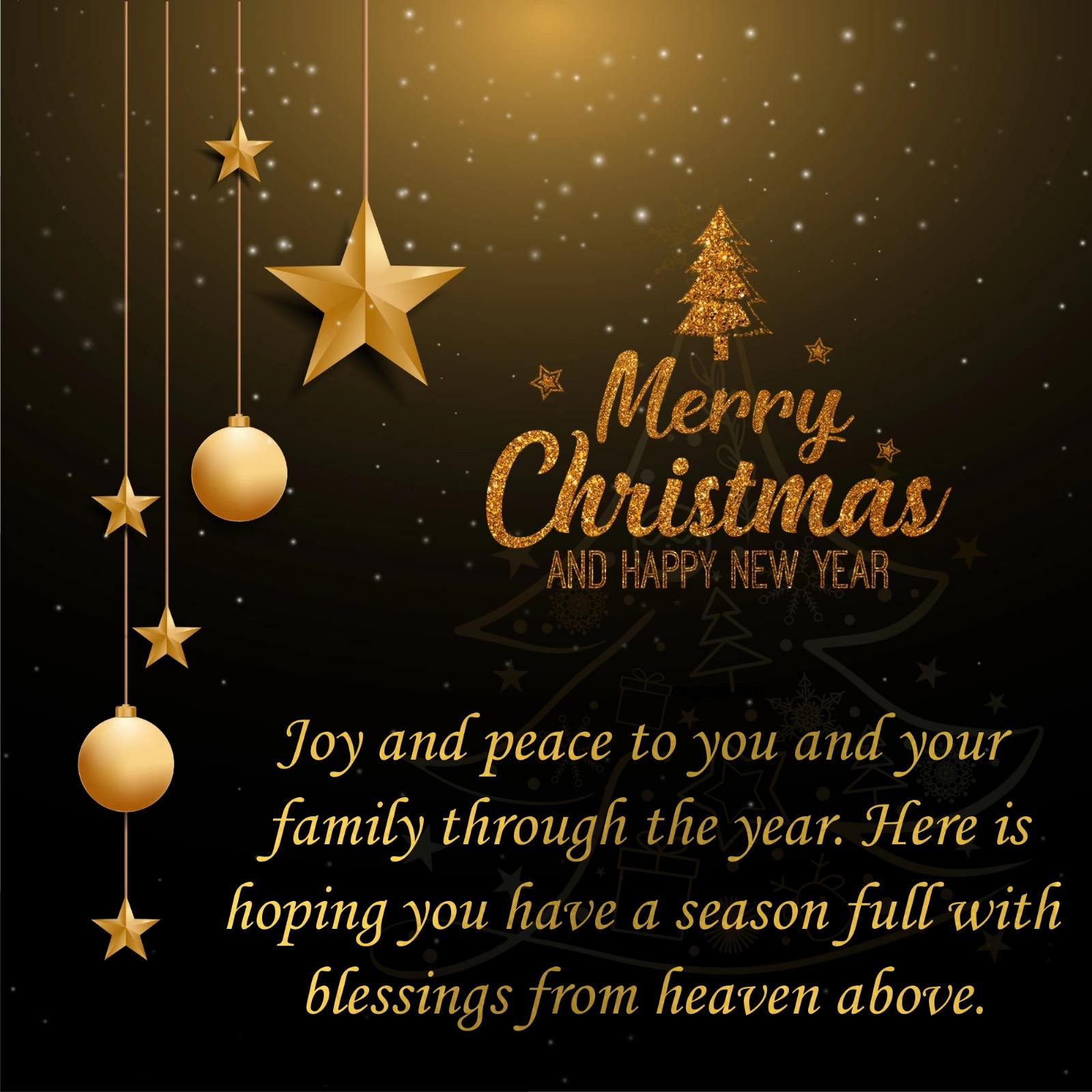 Joy and peace to you and your family through the year