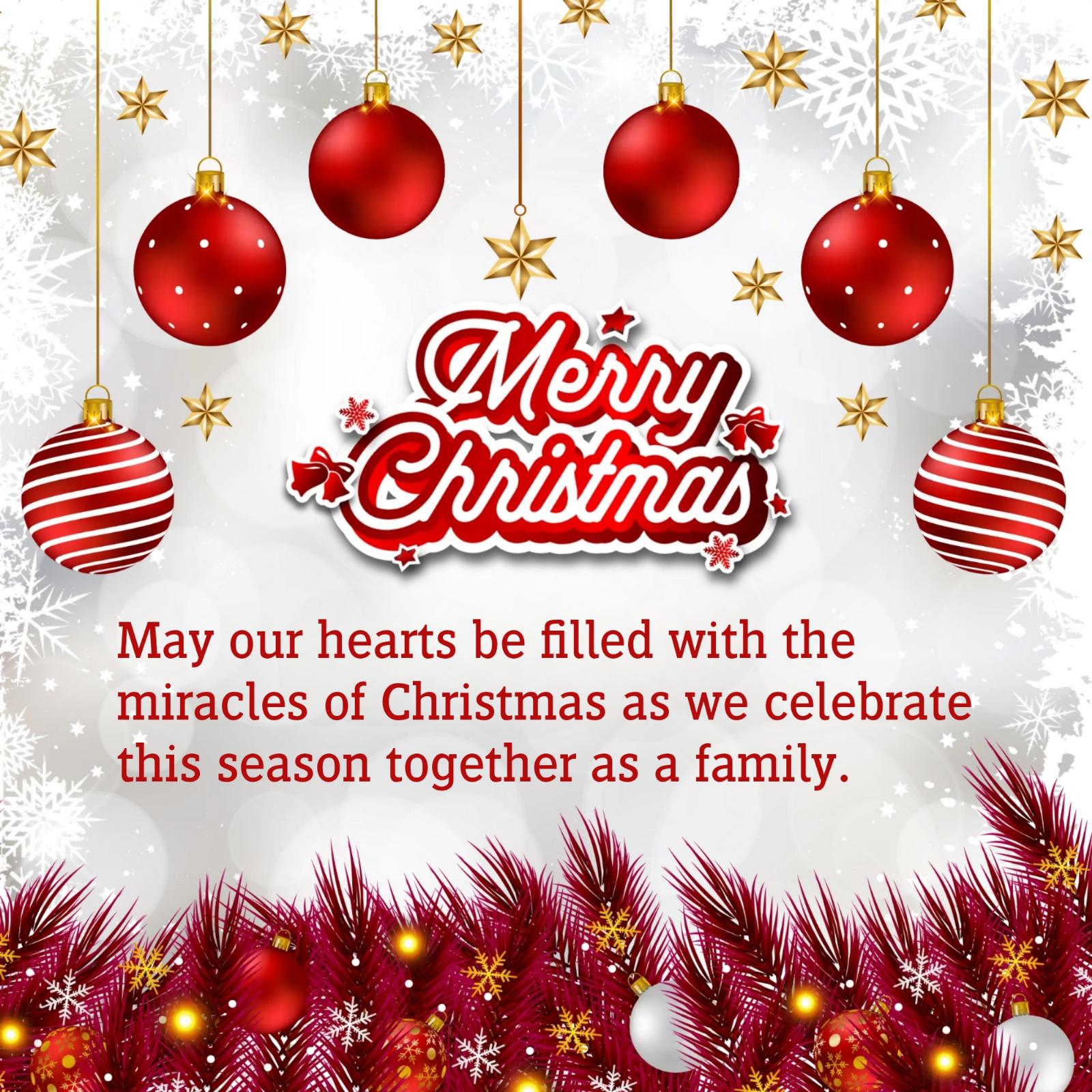 May our hearts be filled with the miracles of Christmas