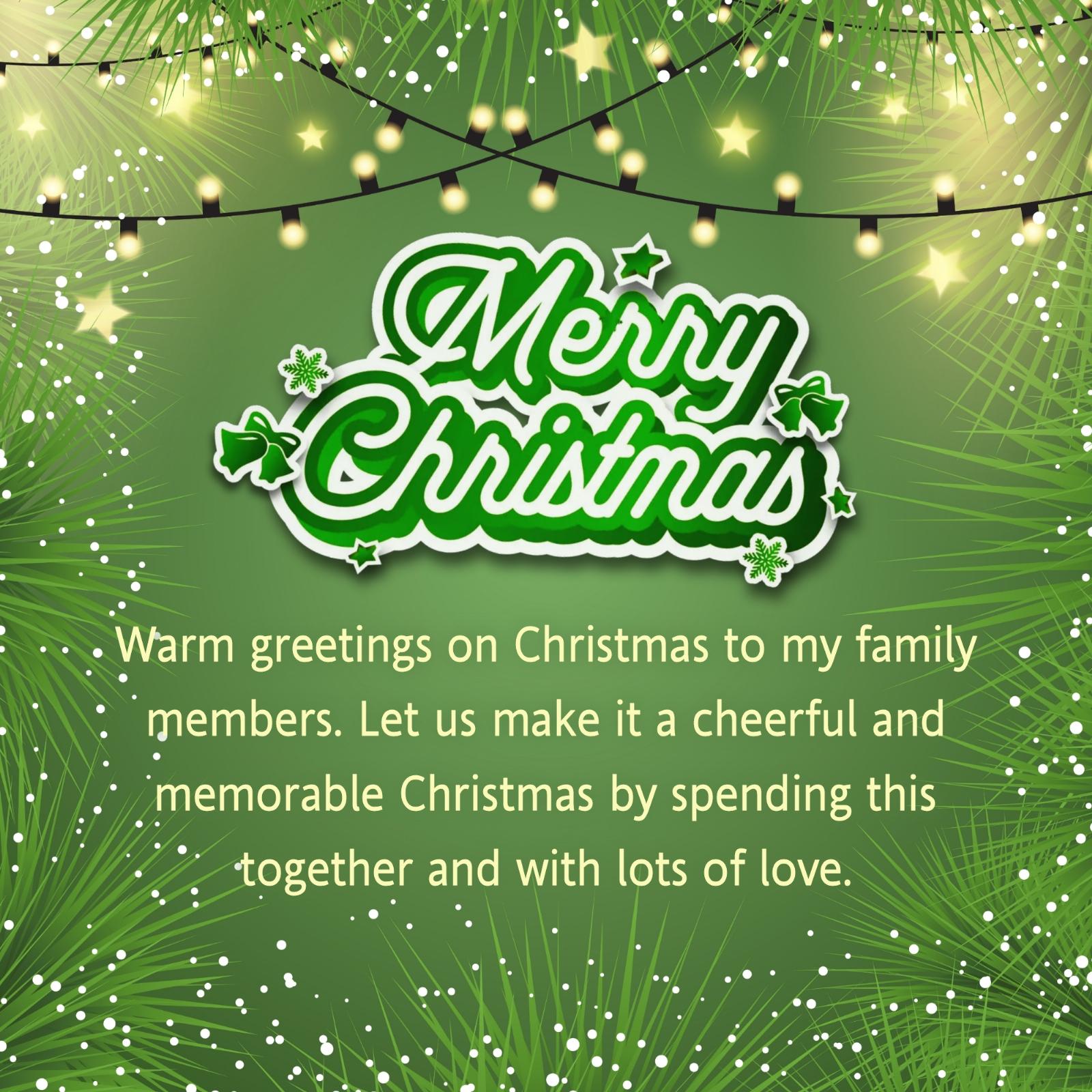 Warm greetings on Christmas to my family members