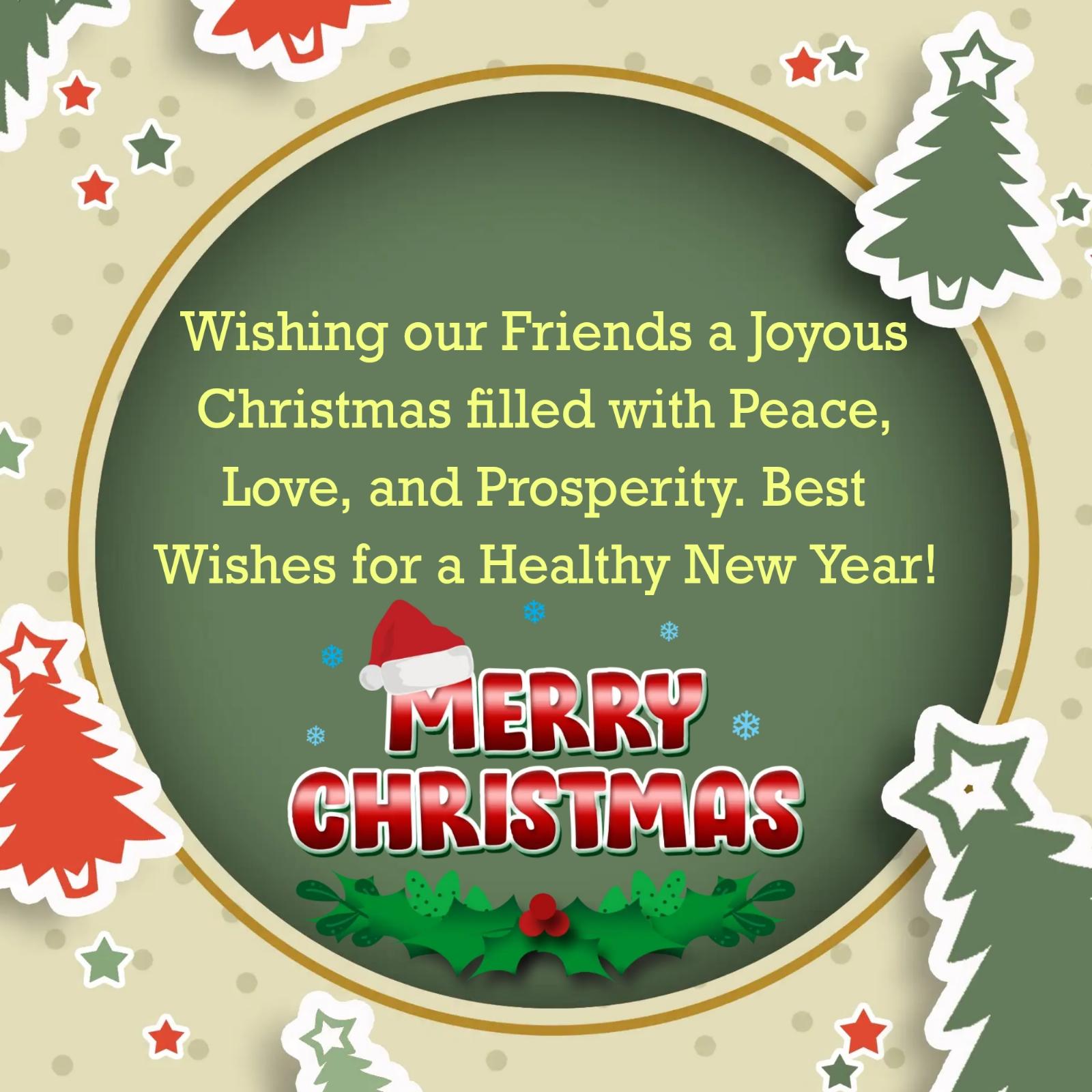 Wishing our Friends a Joyous Christmas filled with Peace