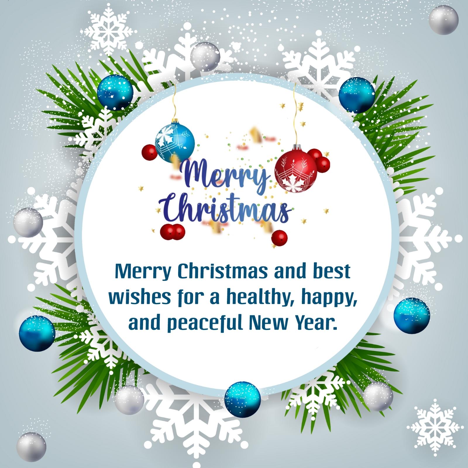 Merry Christmas and best wishes for a healthy happy