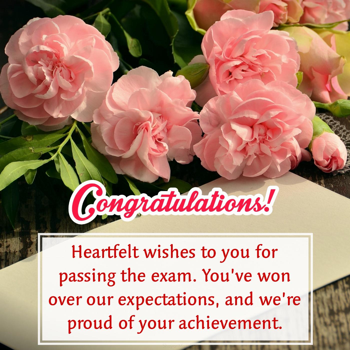 Heartfelt wishes to you for passing the exam