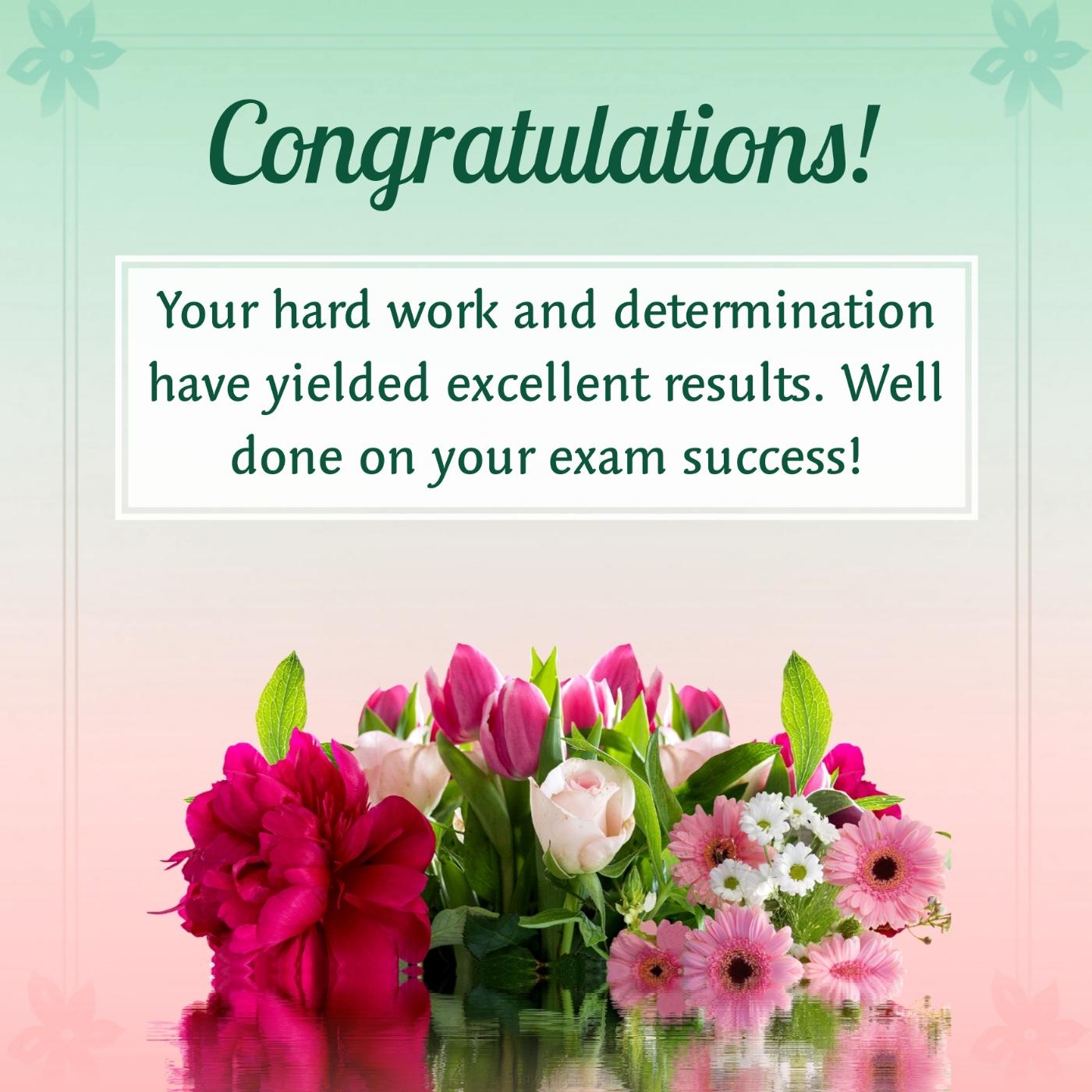 Your hard work and determination have yielded excellent results