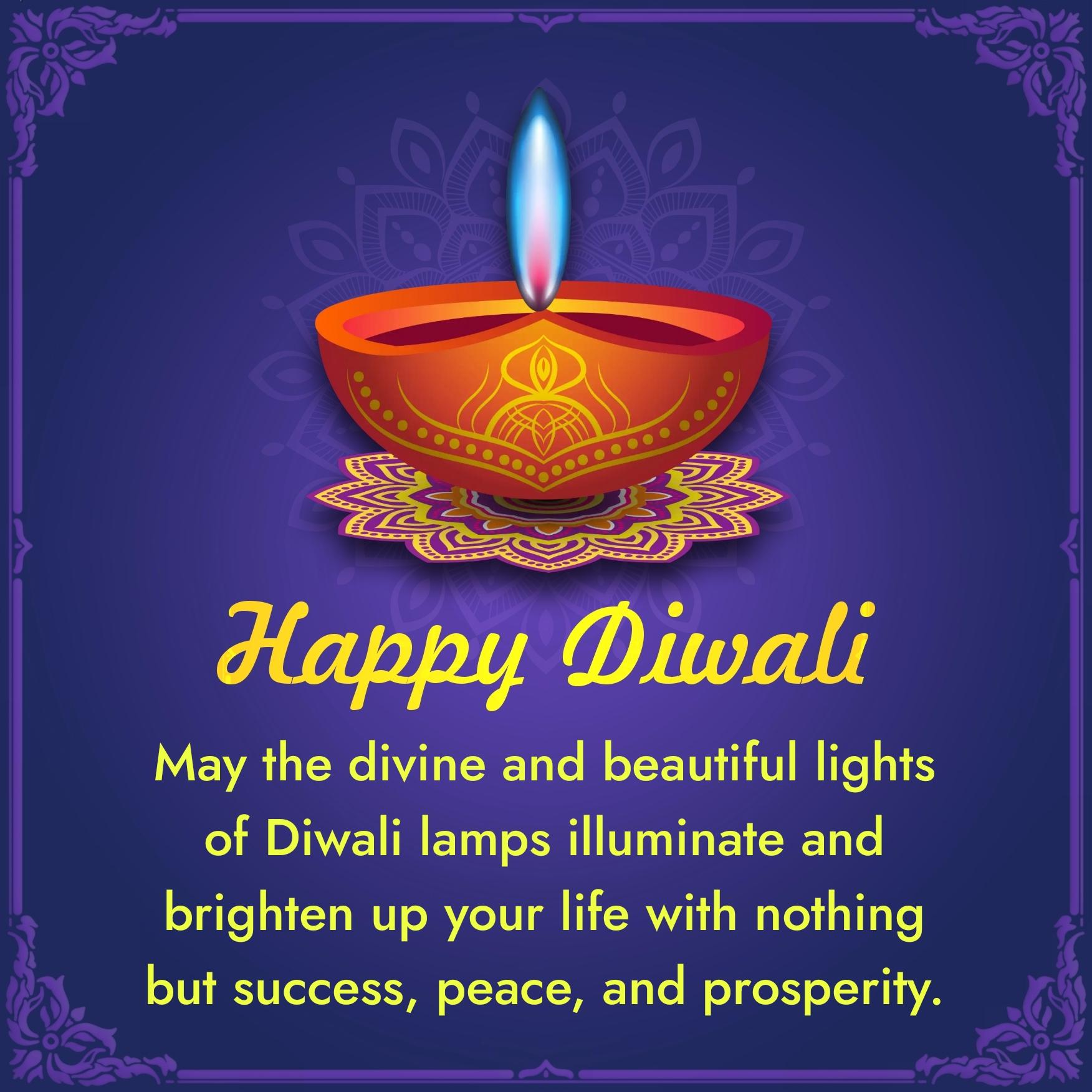 May the divine and beautiful lights of Diwali lamps