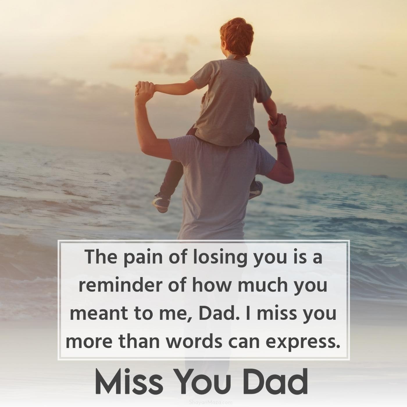 The pain of losing you is a reminder of how much you meant to me Dad