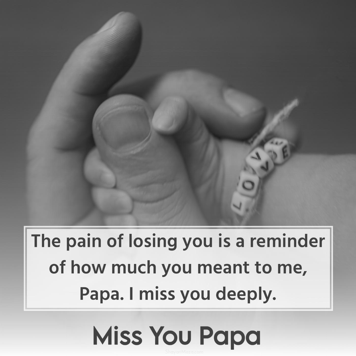 The pain of losing you is a reminder of how much you meant to me Papa