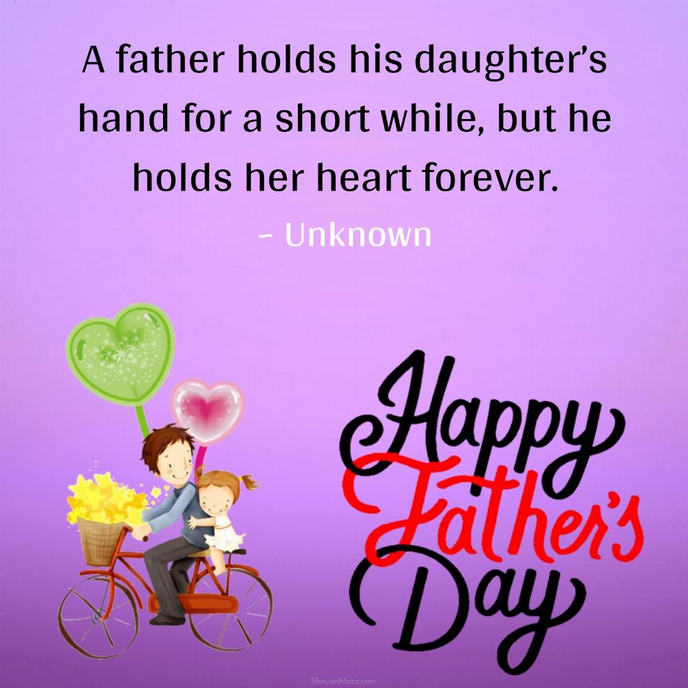A father holds his daughters hand for a short while