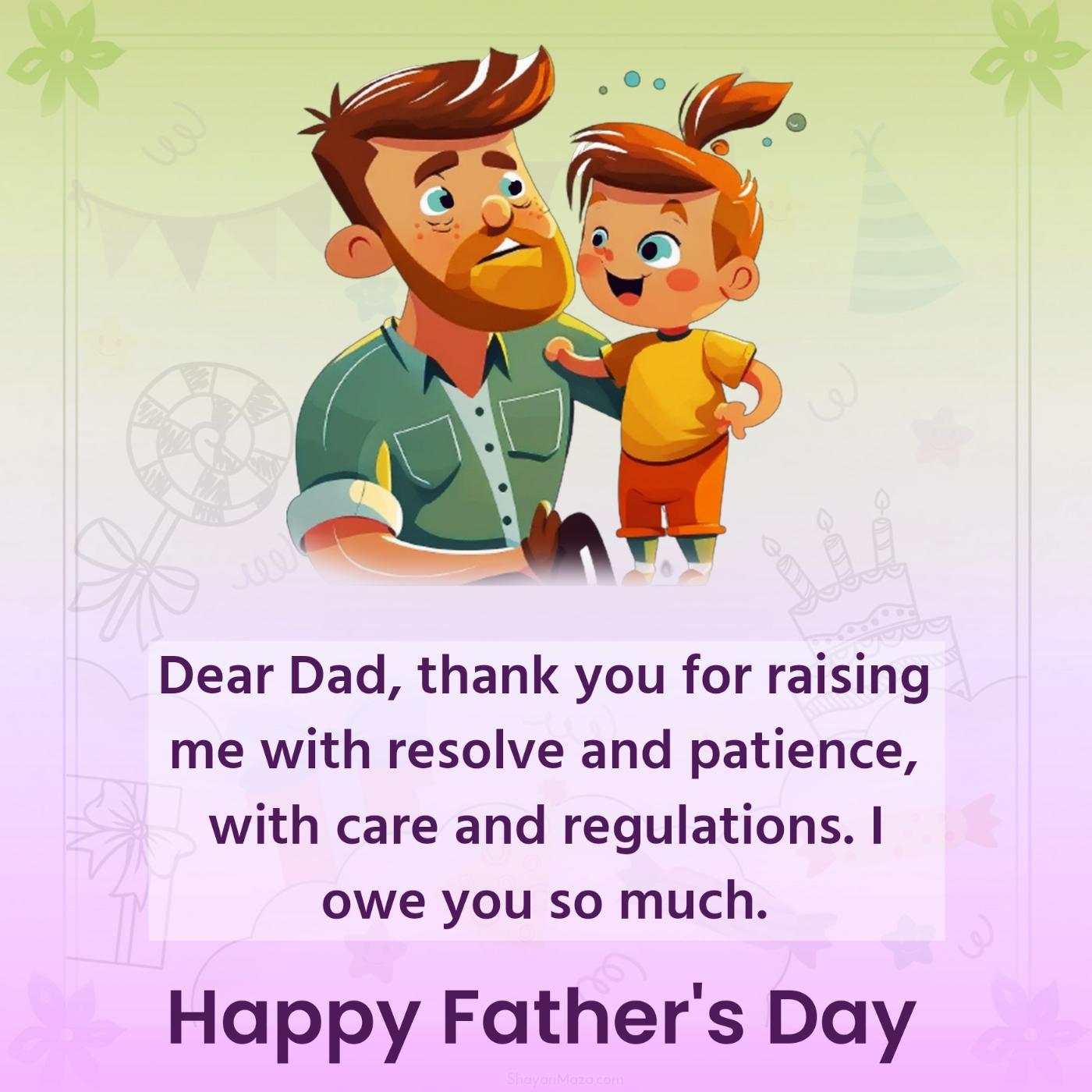 Dear Dad thank you for raising me with resolve and patience