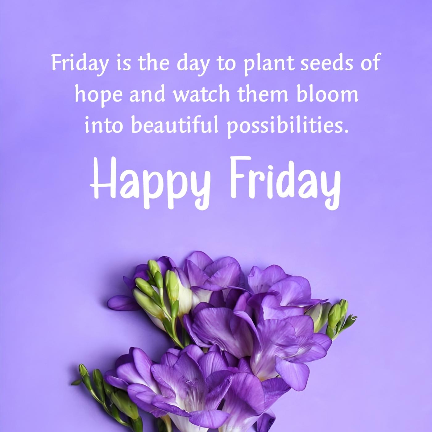 Friday is the day to plant seeds of hope and watch them bloom