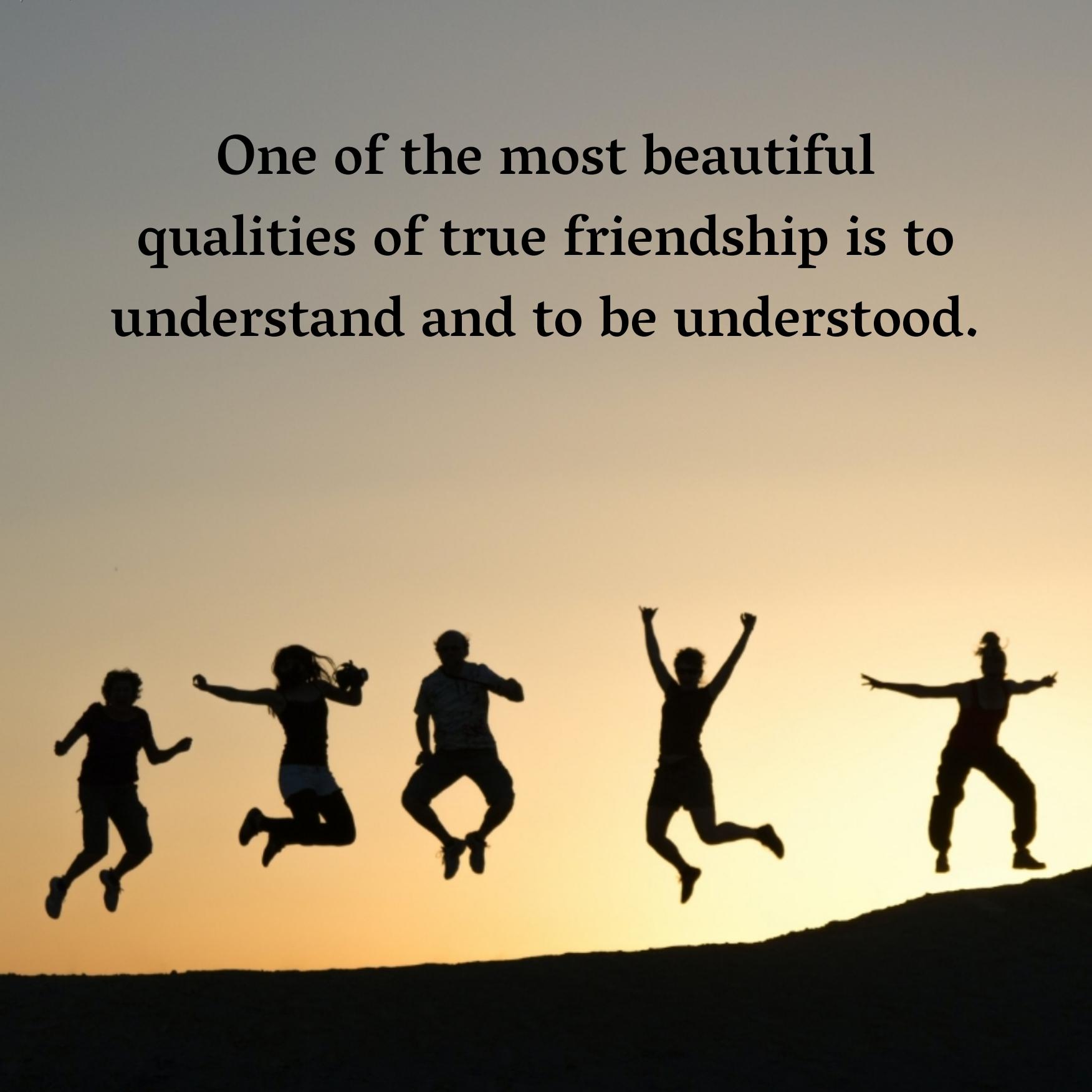 One of the most beautiful qualities of true friendship is to understand and to be understood