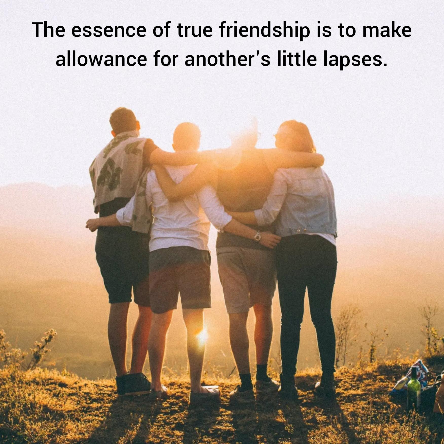 The essence of true friendship is to make allowance for another's little lapses
