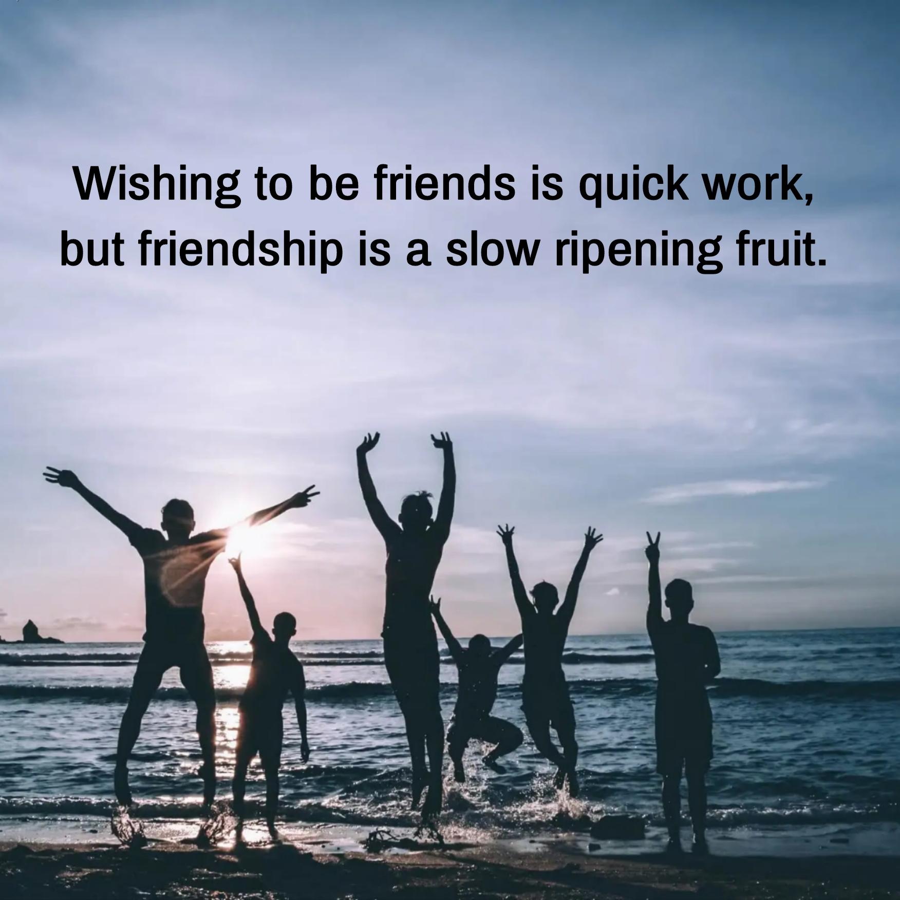 Wishing to be friends is quick work but friendship is a slow ripening fruit