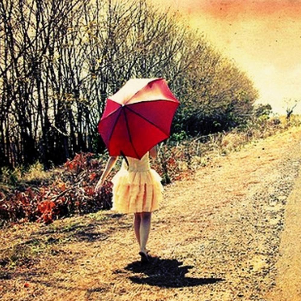 Alone Girl With Umbrella DP Image