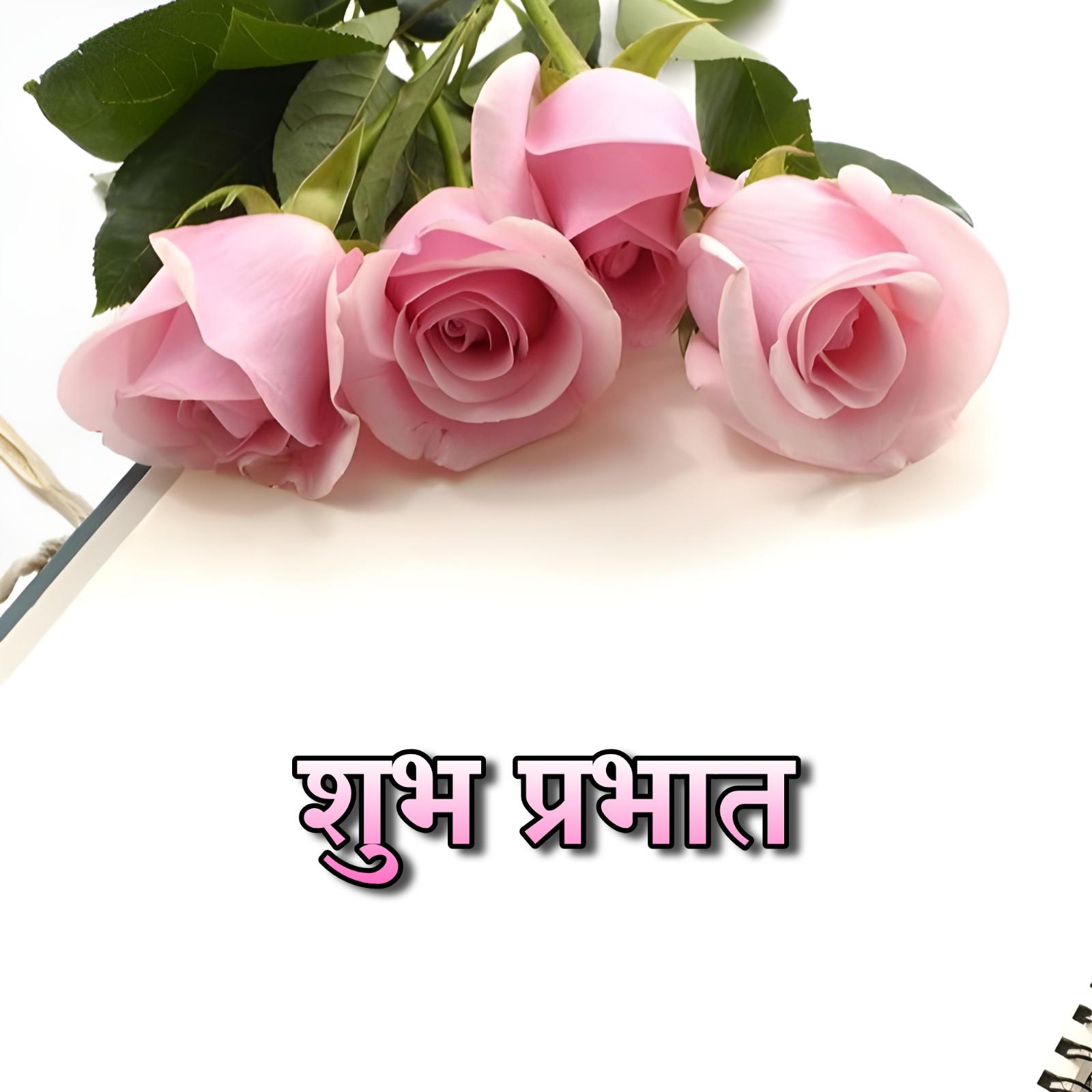 Shubh Prabhat Images With Pink Rose Flowers