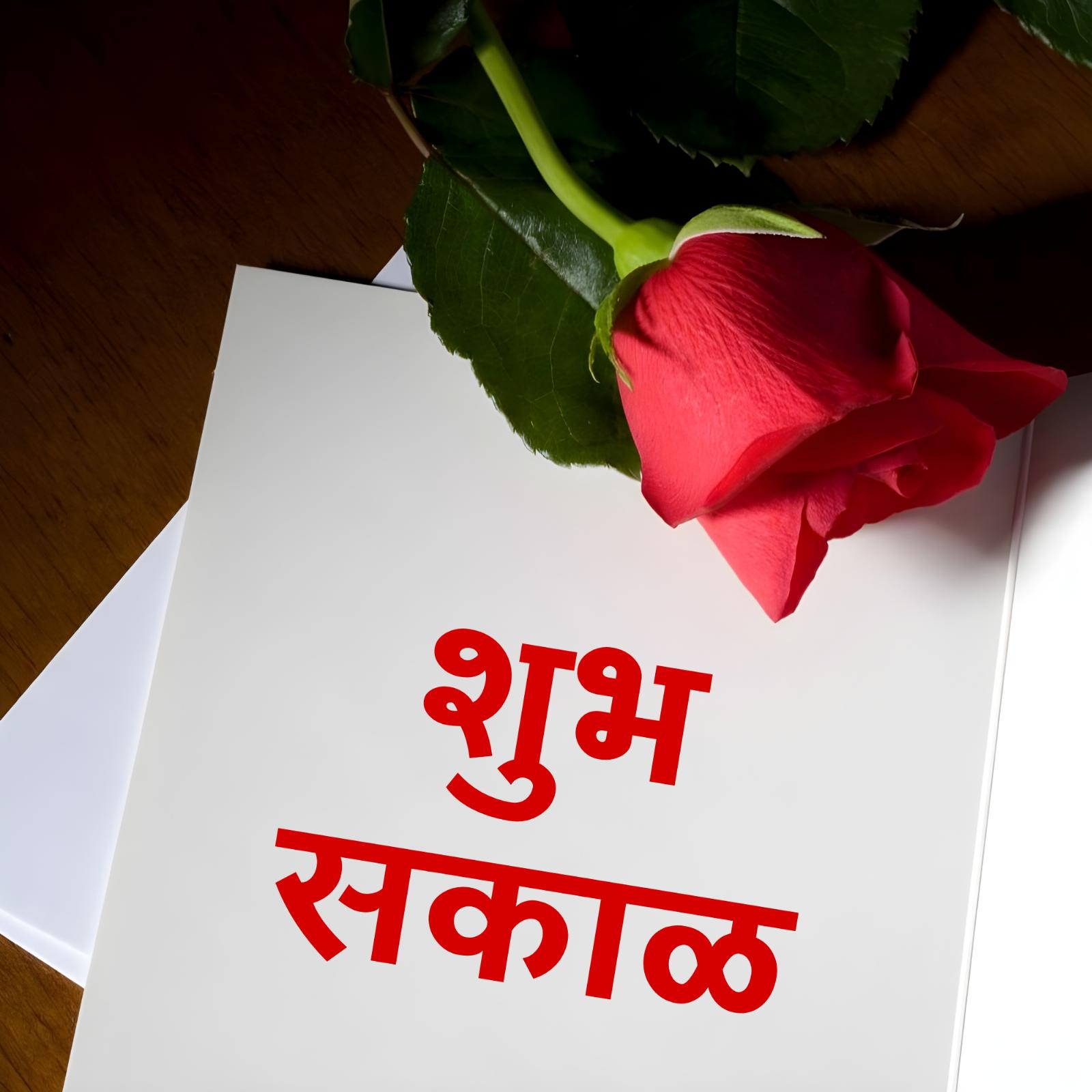 Shubh Sakal Images With Red Rose Flower