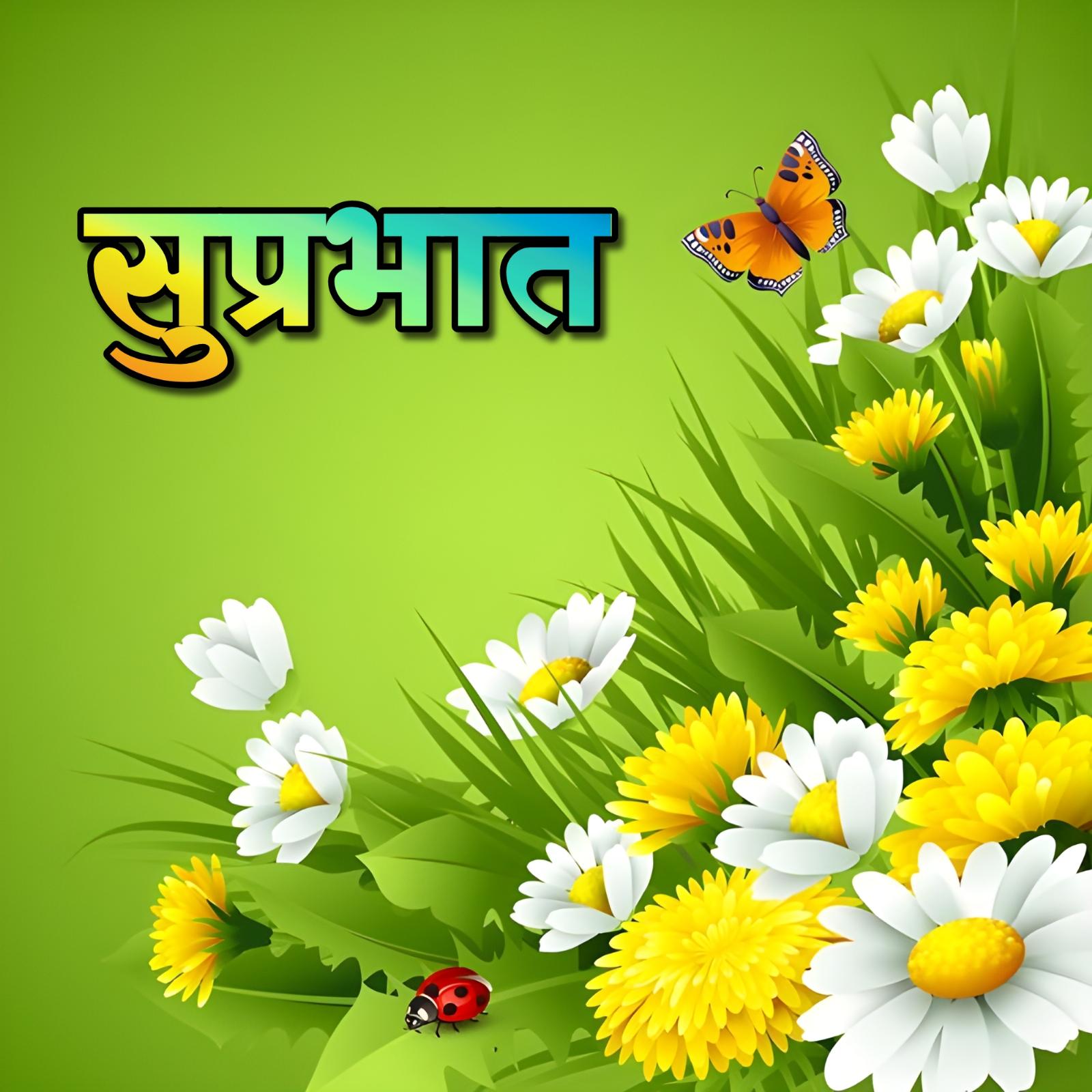 Suprabhat With Flower And Butterfly