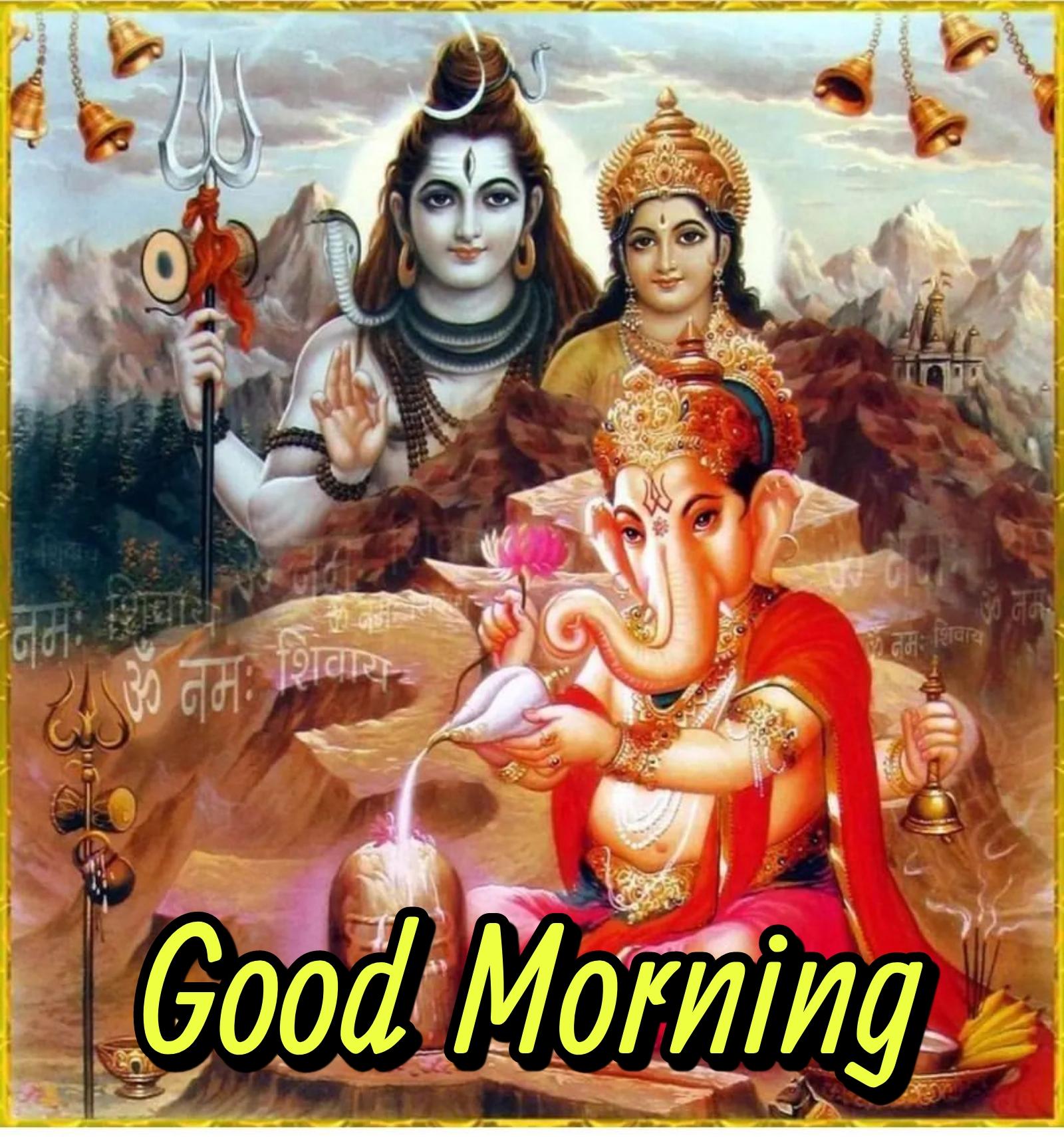 Shiva Parvati Ganesh Good Morning Images - ShayariMaza