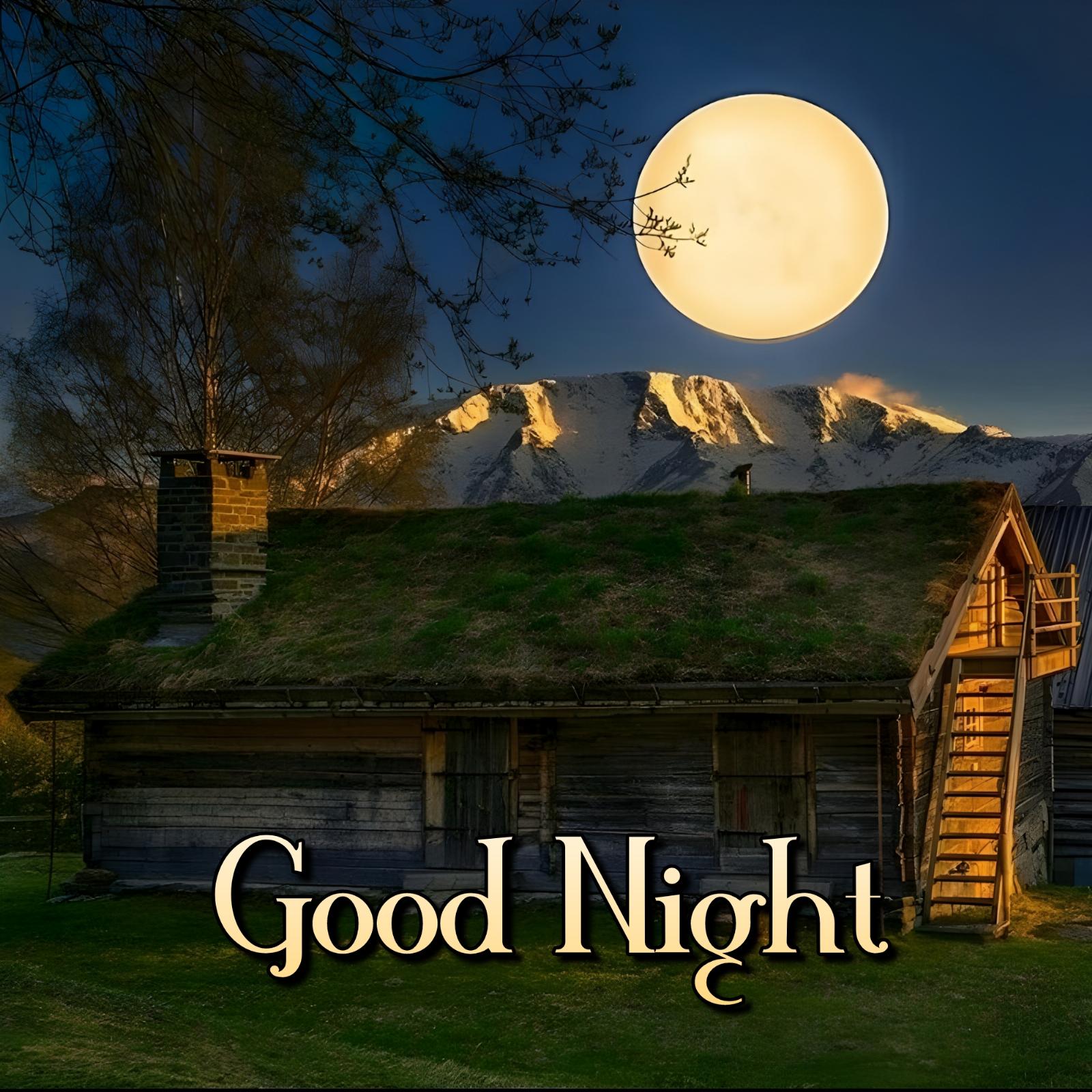 Good Night Full Moon Old House Images