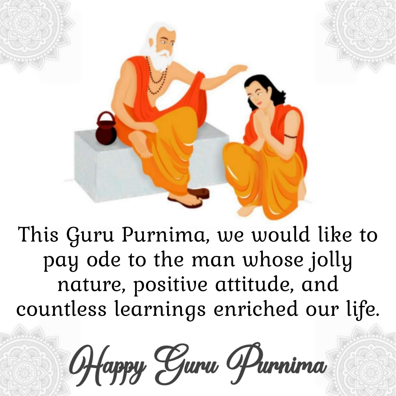 This Guru Purnima we would like to pay ode to the man