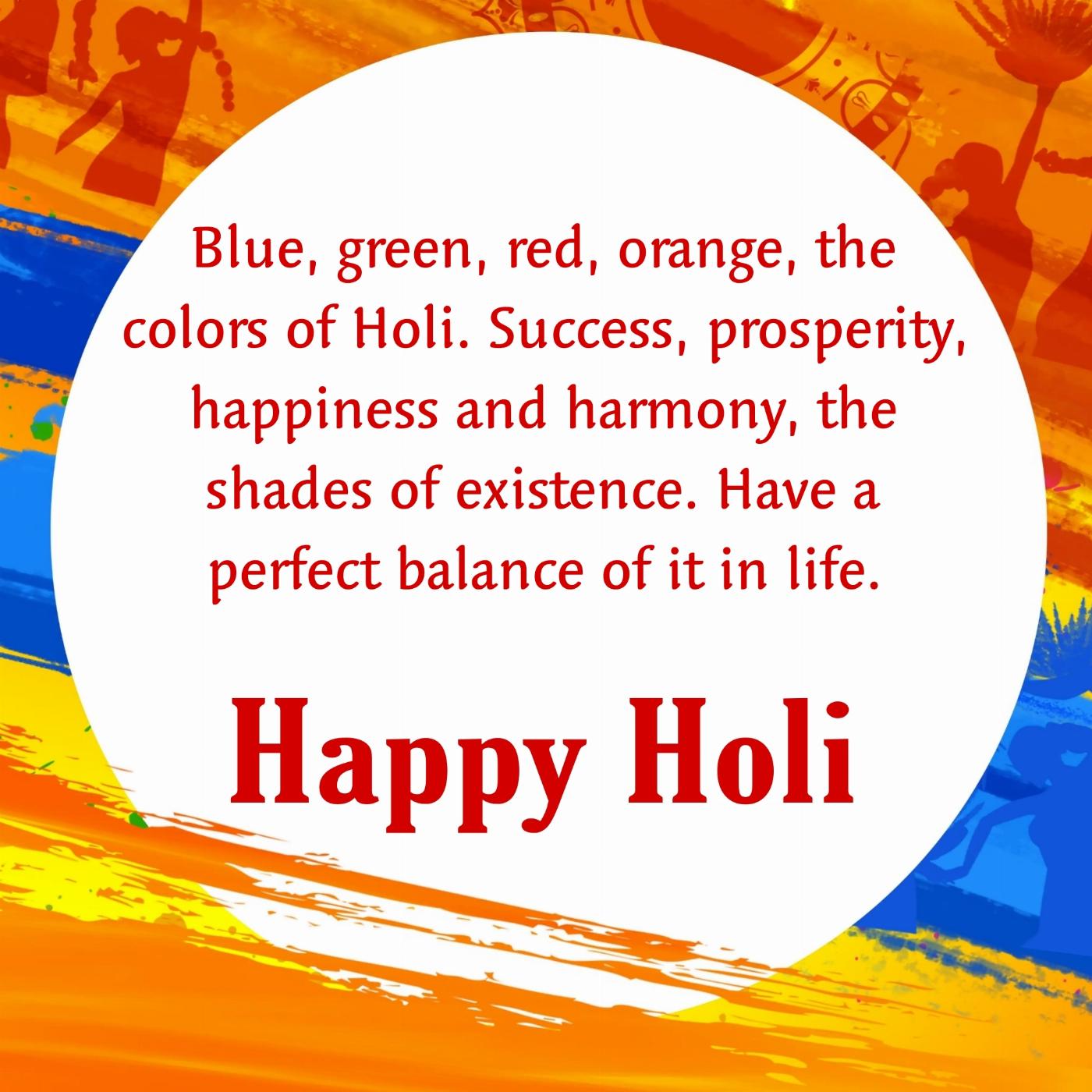 Blue green red orange the colors of Holi