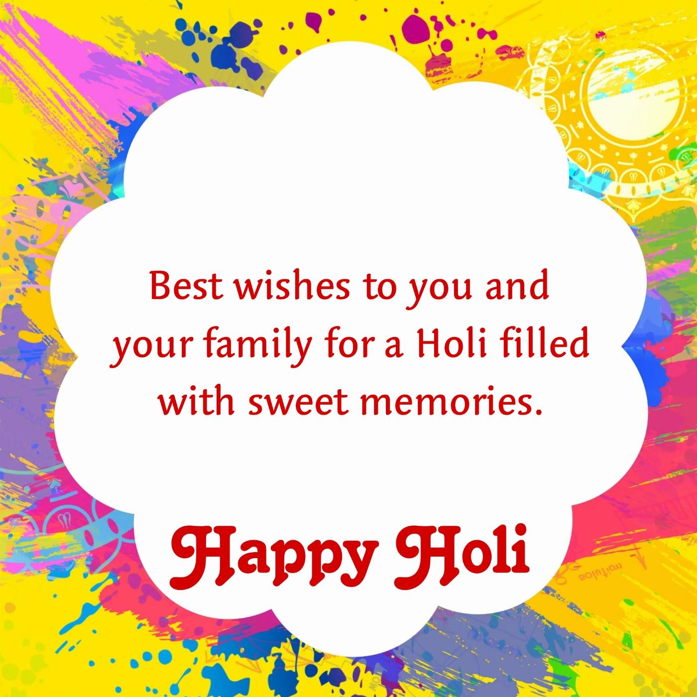 Best wishes to you and your family for a Holi filled with sweet memories
