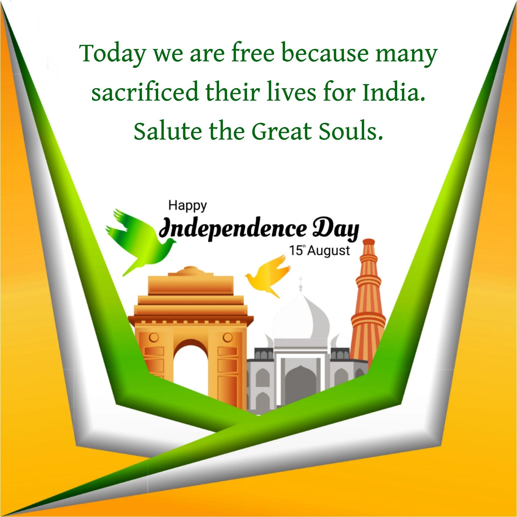 Today we are free because many sacrificed their lives for India