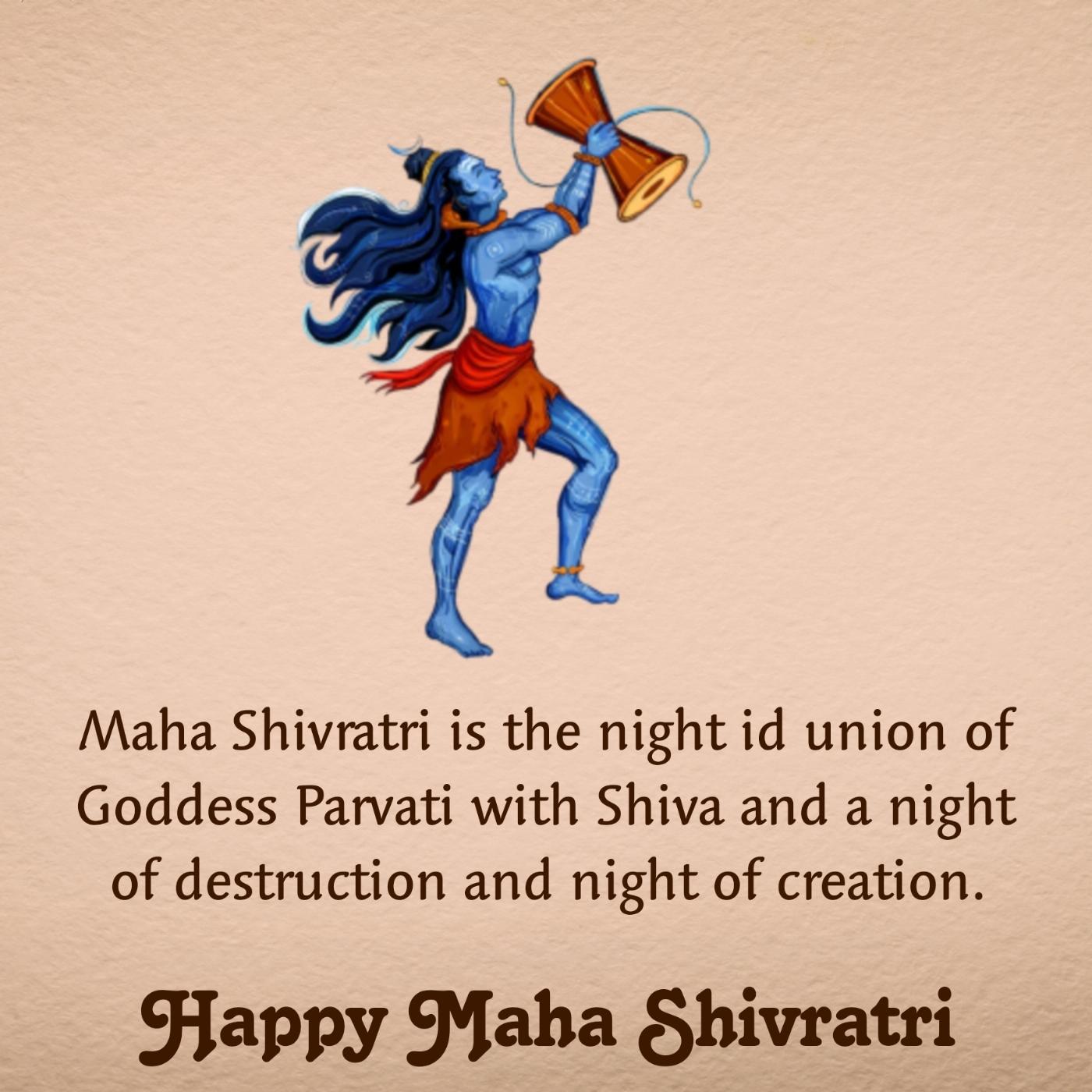 Maha Shivratri is the night id union of Goddess Parvati with Shiva