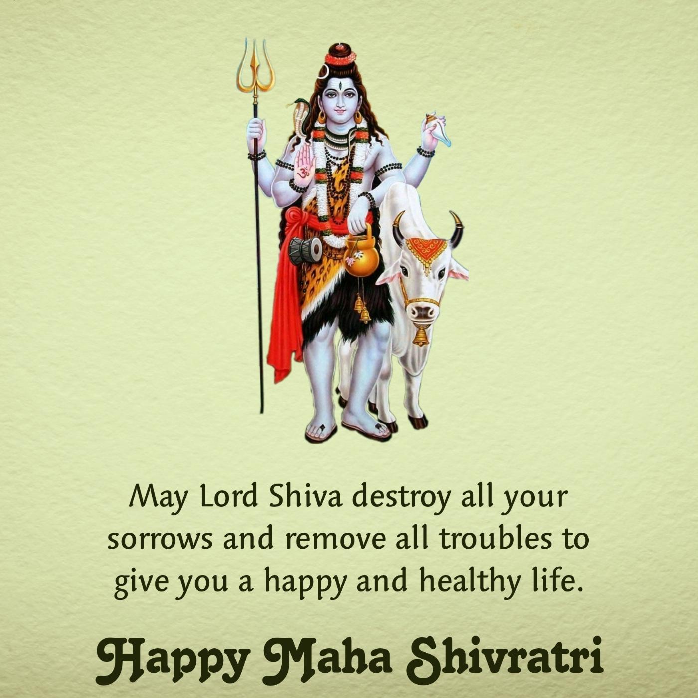 May Lord Shiva destroy all your sorrows and remove all troubles