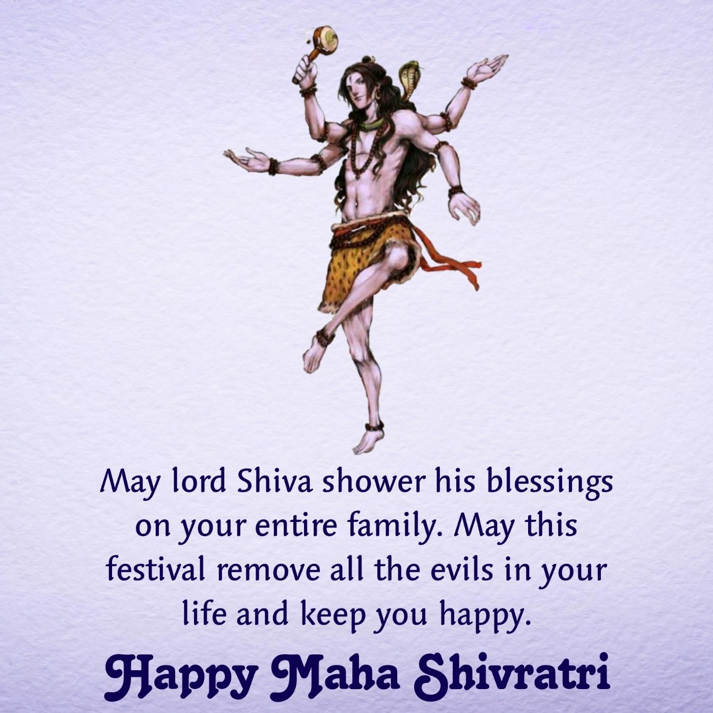 May lord Shiva shower his blessings on your entire family