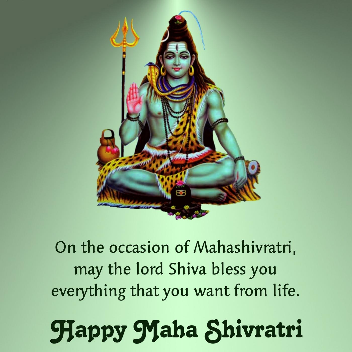 On the occasion of Mahashivratri may the lord Shiva bless you