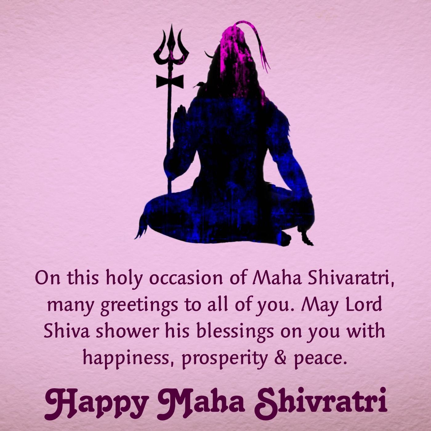 On this holy occasion of Maha Shivaratri many greetings to all of you