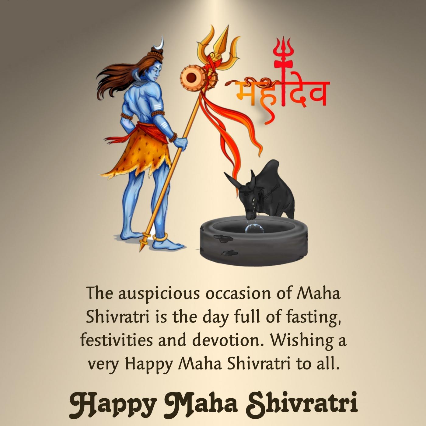 The auspicious occasion of Maha Shivratri is the day