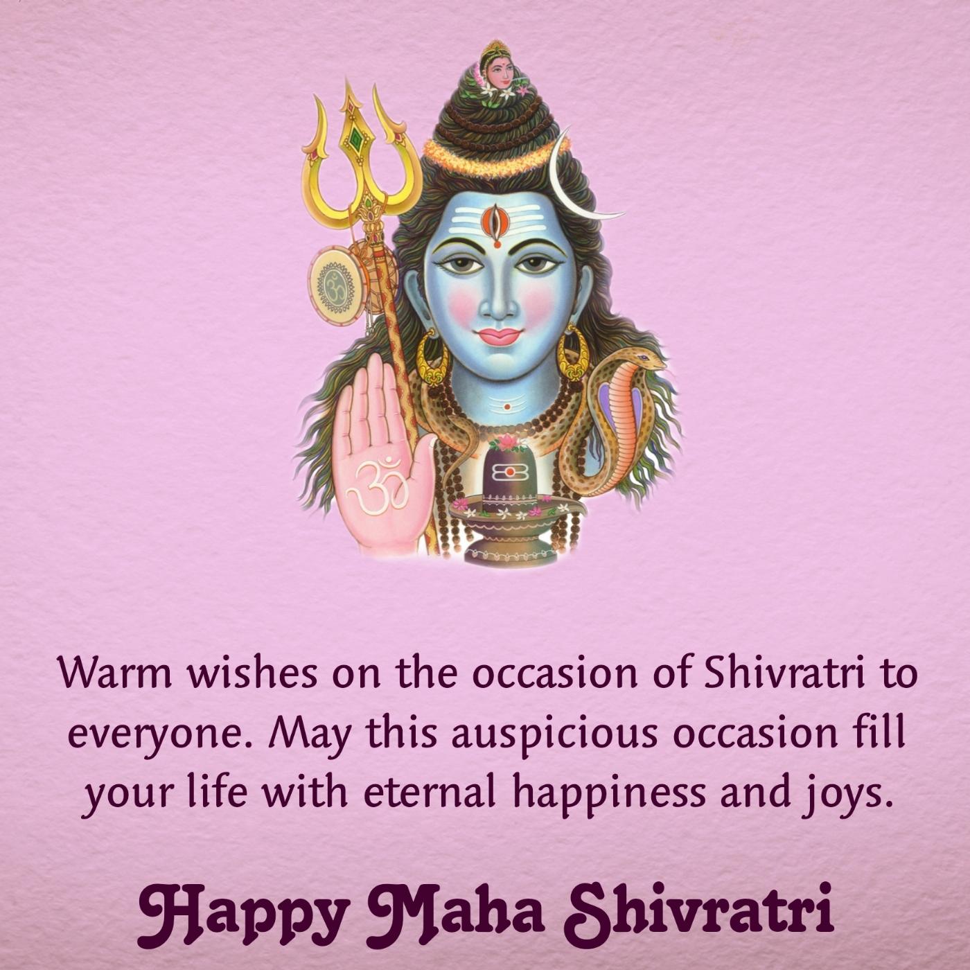 Warm wishes on the occasion of Shivratri to everyone