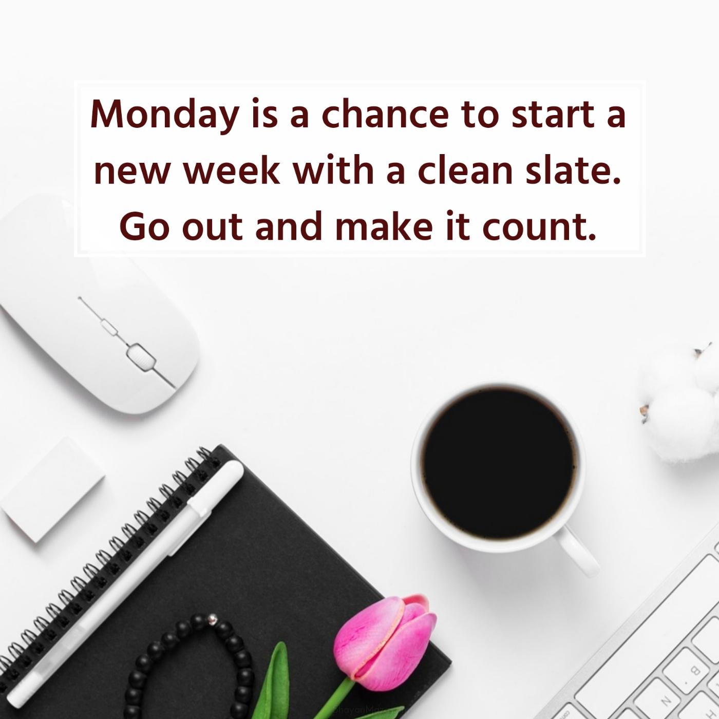 Monday is a chance to start a new week with a clean slate
