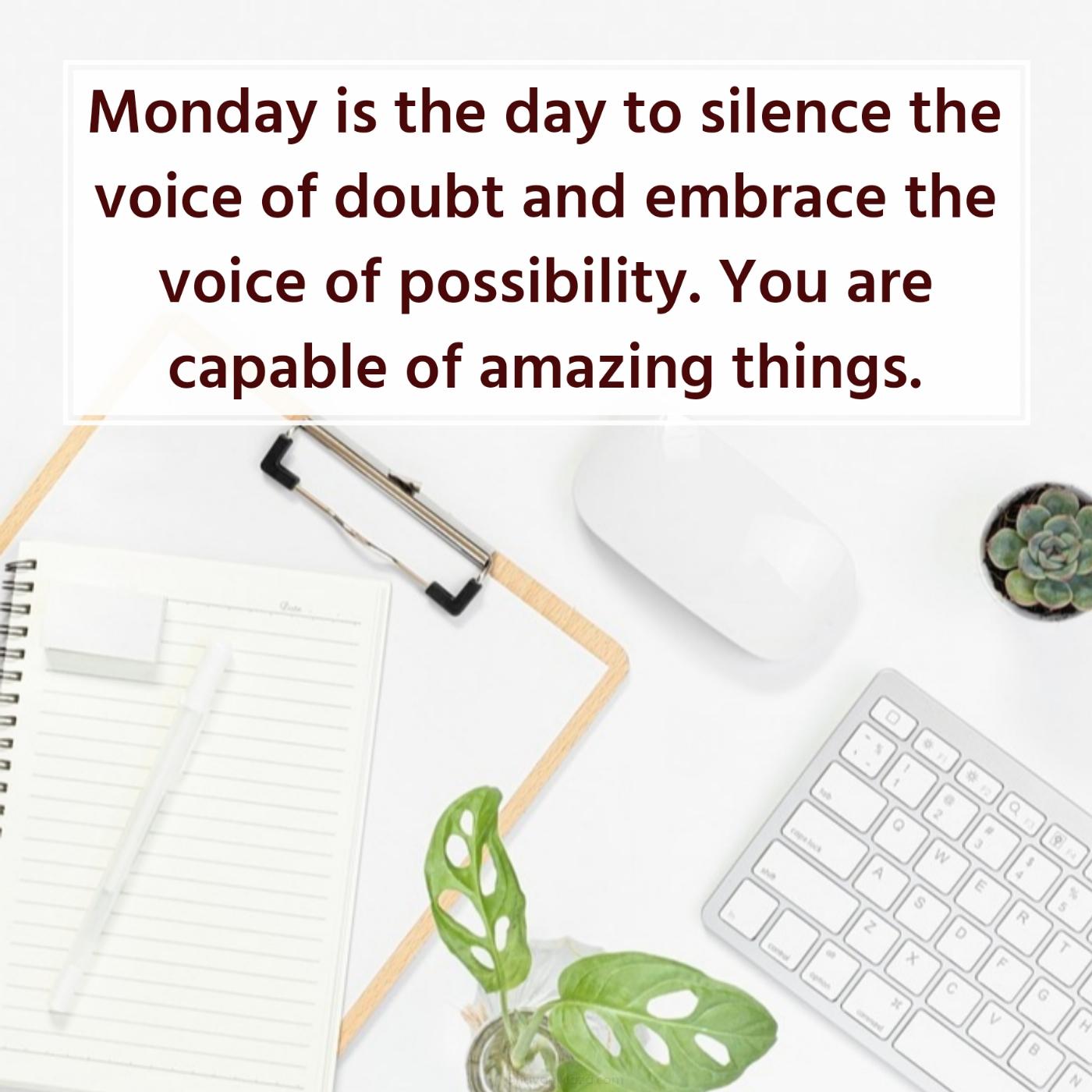 Monday is the day to silence the voice of doubt