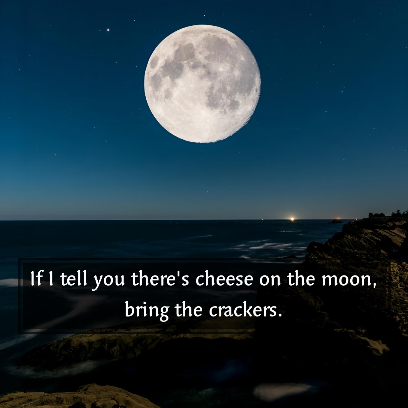 If I tell you there's cheese on the moon bring the crackers