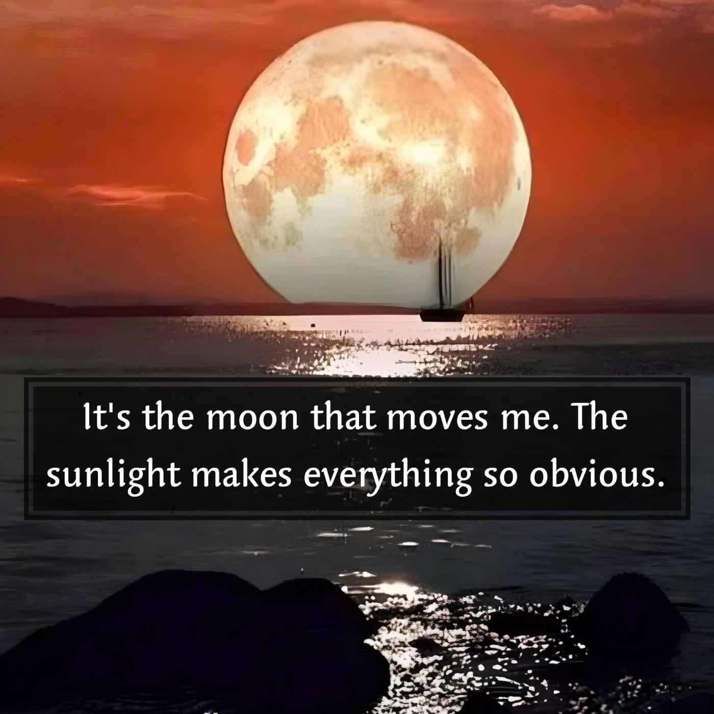 It's the moon that moves me The sunlight makes everything