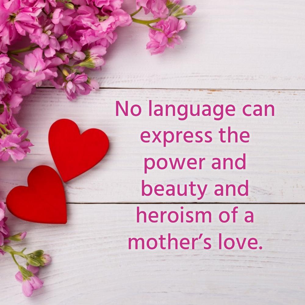 No language can express the power and beauty and heroism of a mothers love