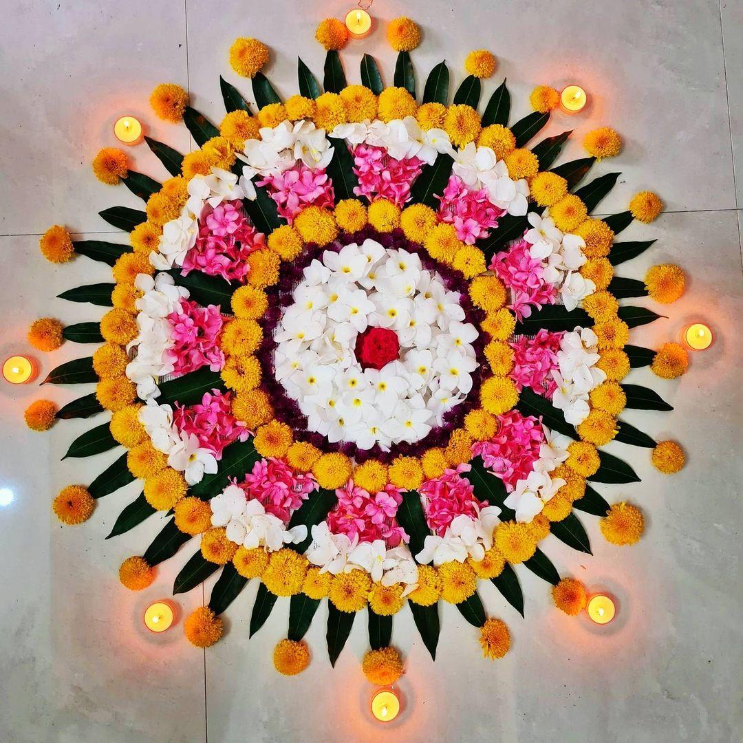 Simple Onam Pookalam Designs For Home Images