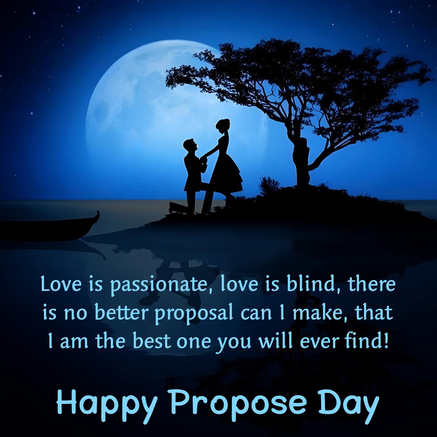 Love is passionate love is blind there is no better proposal